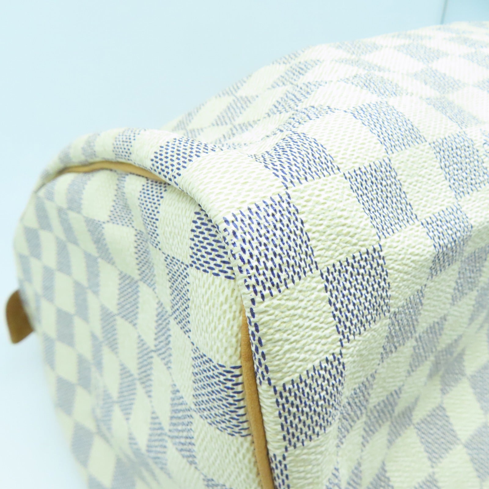 LOUIS VUITTON 【激減優惠】Damier Azur Speedy 35金扣手挽袋白色