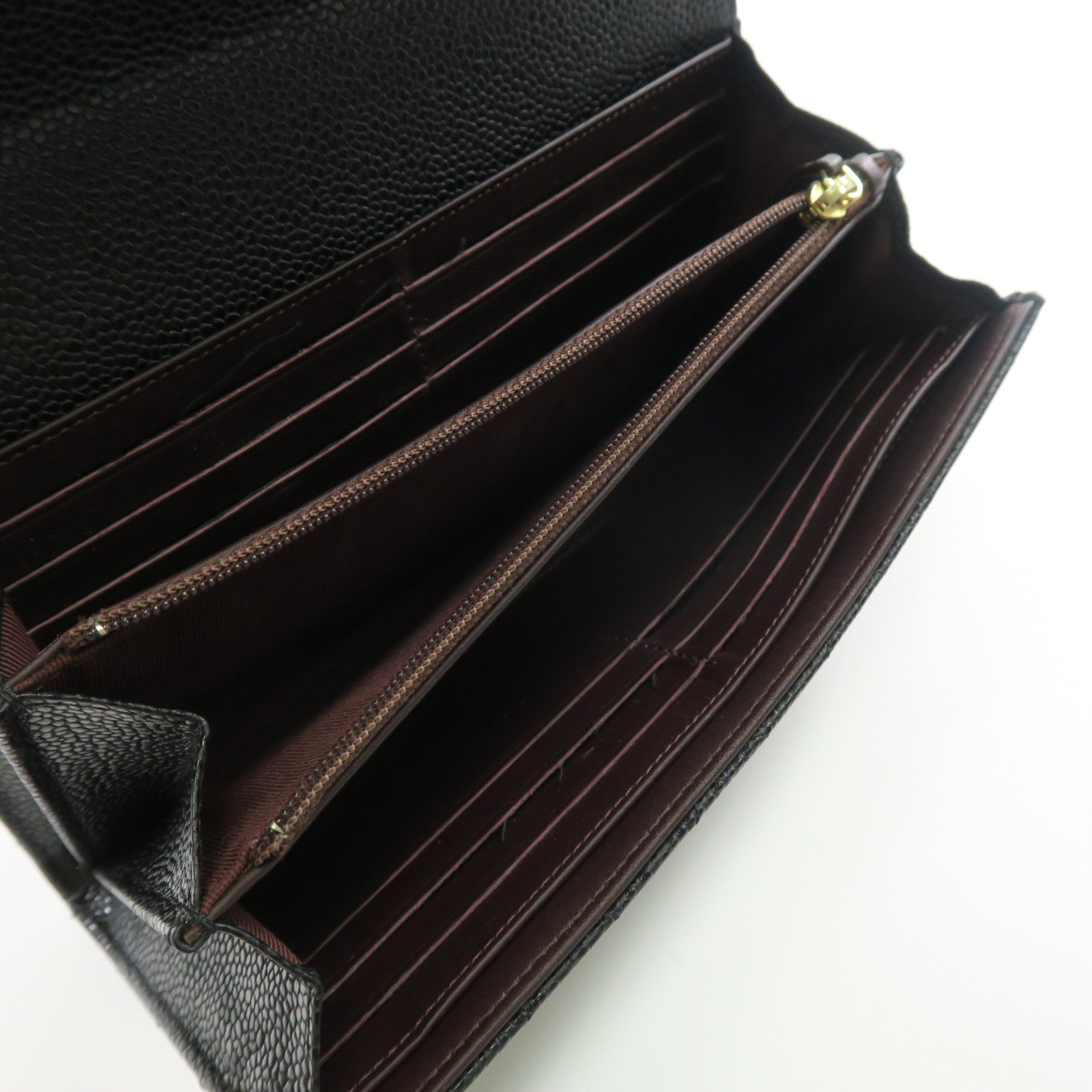 CHANEL 牛皮皮革Wallet金扣長錢包黑色