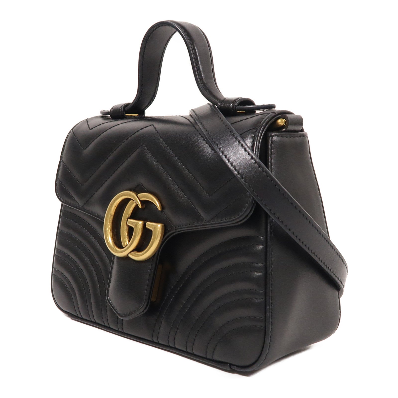 GUCCI 牛皮皮革GG Marmont金扣手挽肩背兩用袋