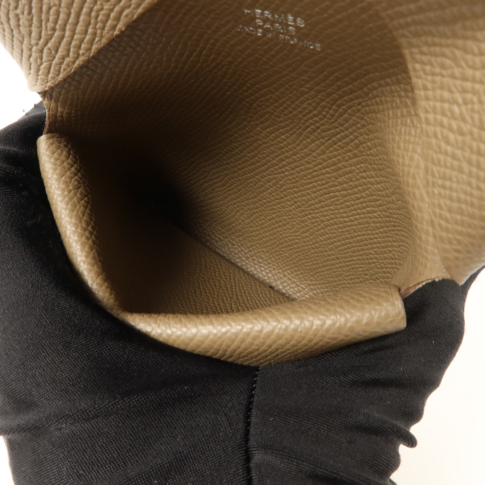 HERMES Epsom皮革Calvi Duo卡片套Etoupe
