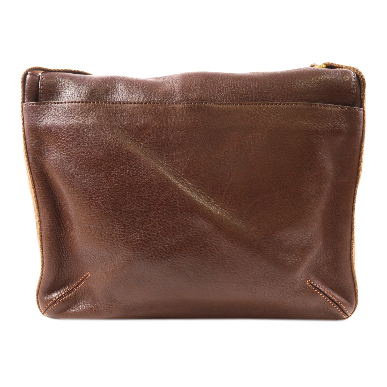LOEWE 牛皮皮革Messenger Bag金扣斜挎包棕色
