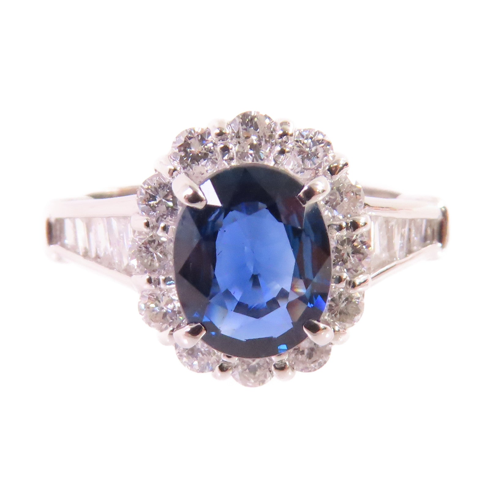 JEWELRY PT900鉑金/1.44ct藍寶石/0.64ct鑽石Sapphire/Diamond Ring戒指US#6