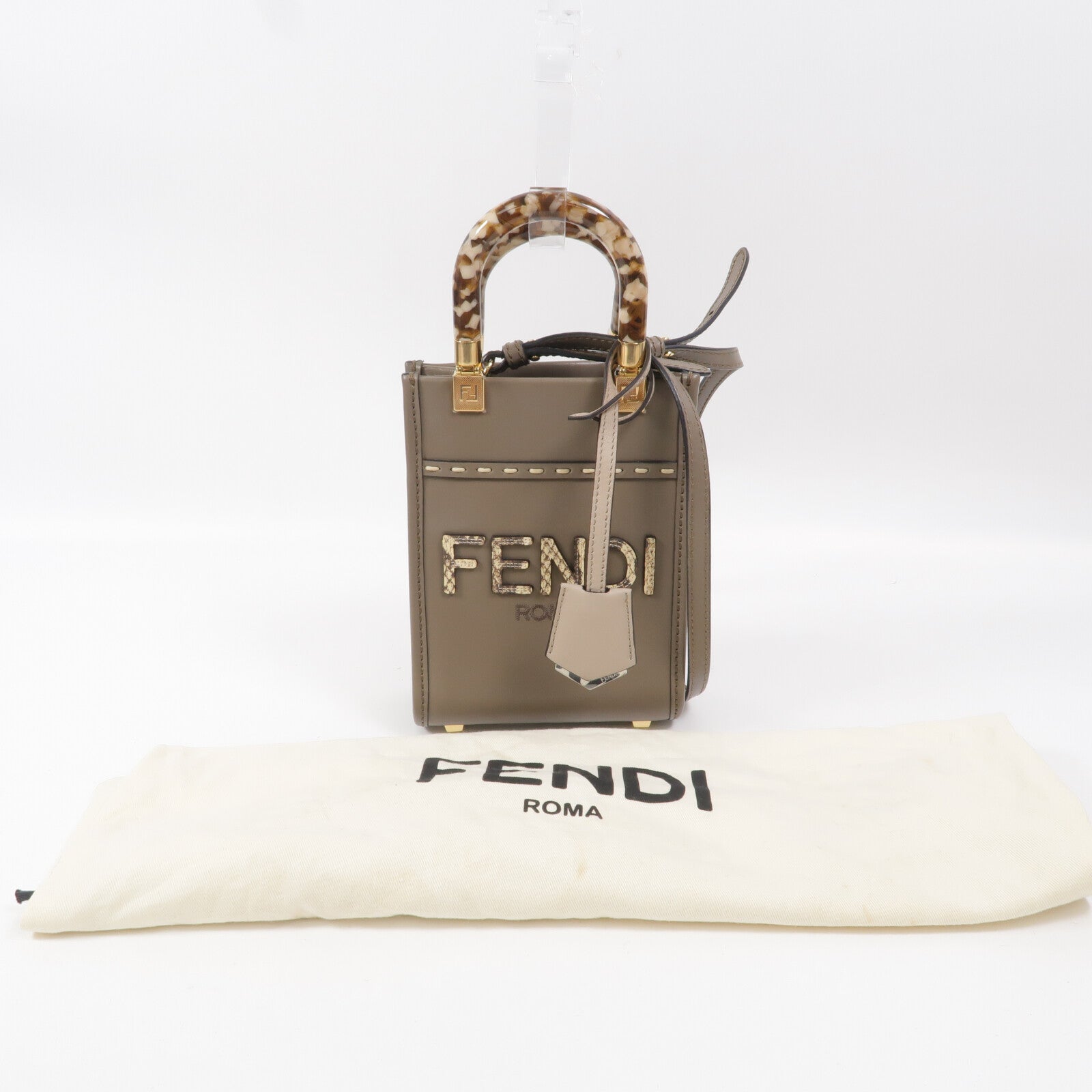 FENDI 牛皮皮革Mini Sunshine Shopper手挽肩背兩用袋