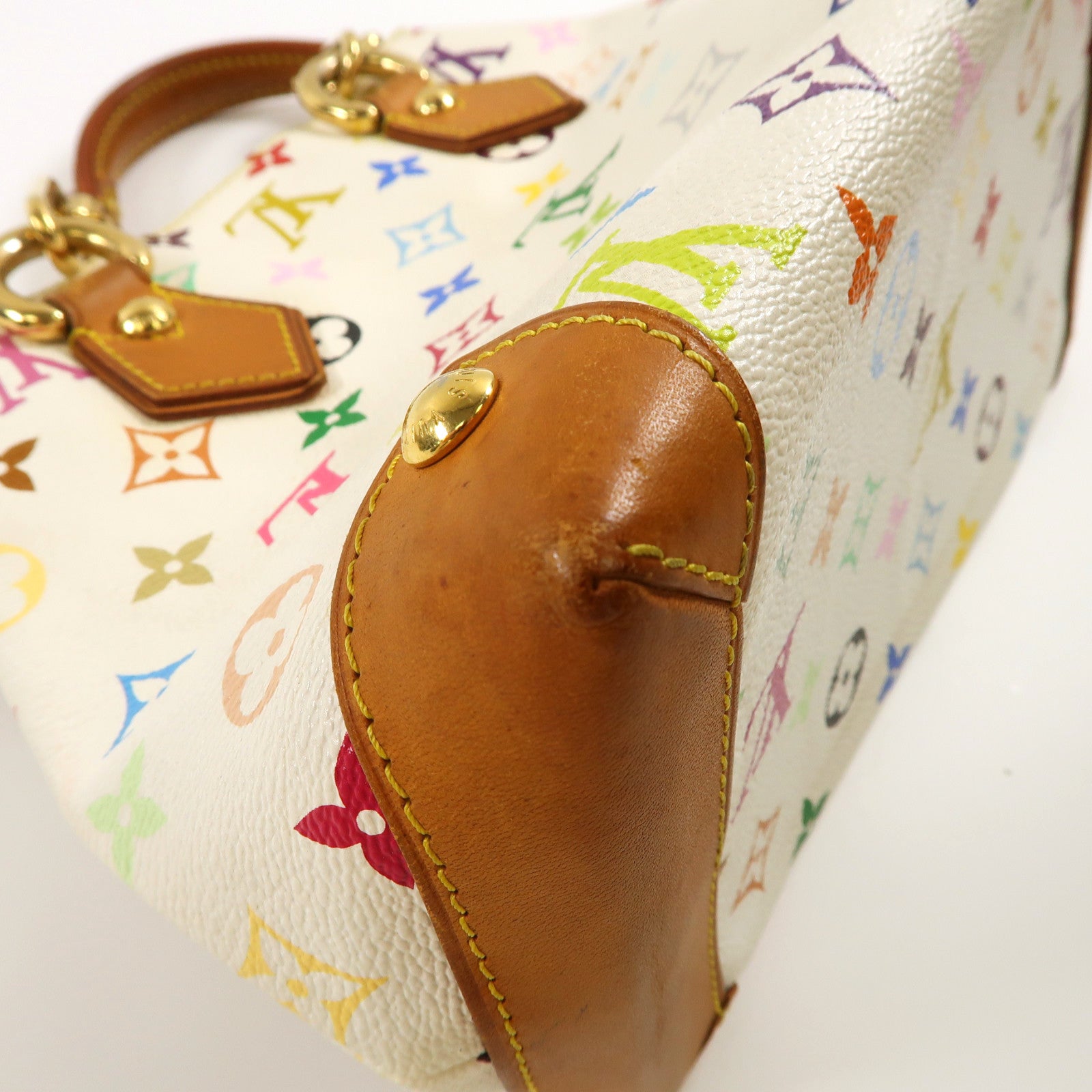 LOUIS VUITTON Monogram Multicolore Audra金扣手挽袋白色/彩色