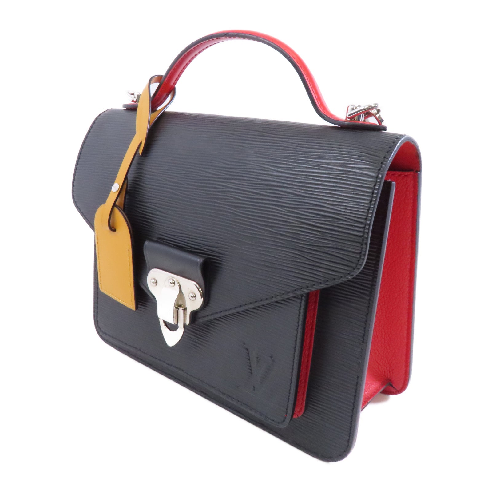 LOUIS VUITTON Epi Neo Monceau銀扣手挽肩背兩用袋黑色/紅色