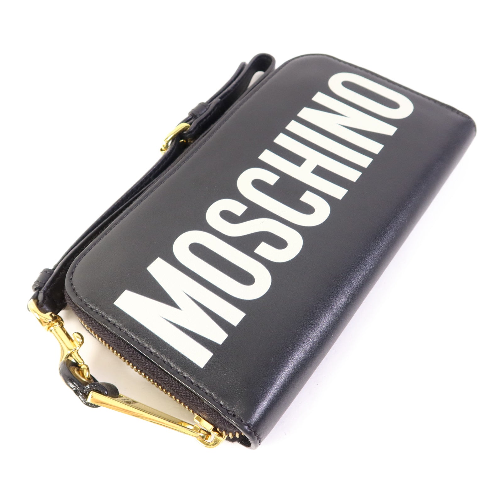 MOSCHINO 【激減優惠】牛皮皮革Zip Long Wallet金扣長錢包