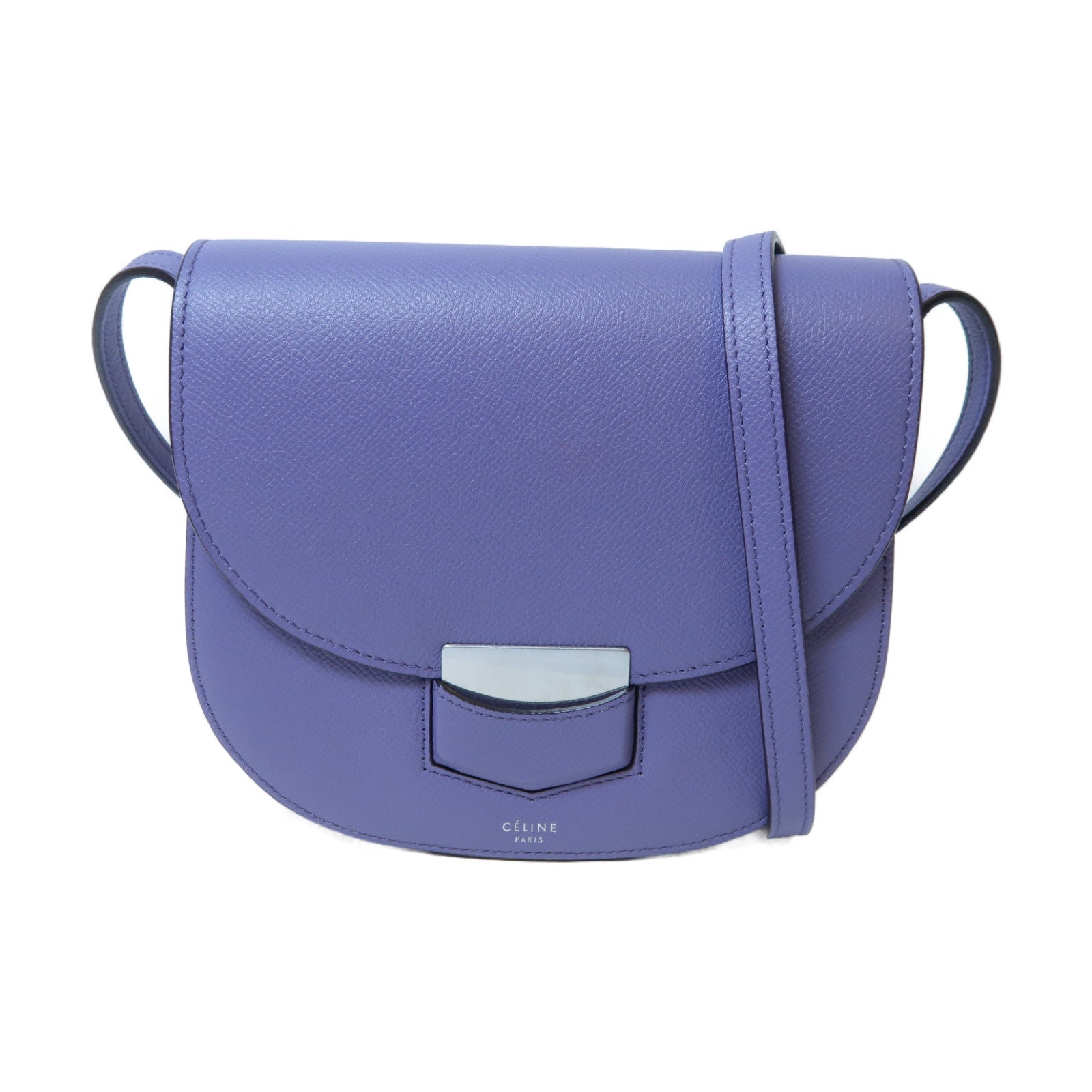 CELINE 牛皮皮革Shoulder Bag銀扣肩背袋紫色