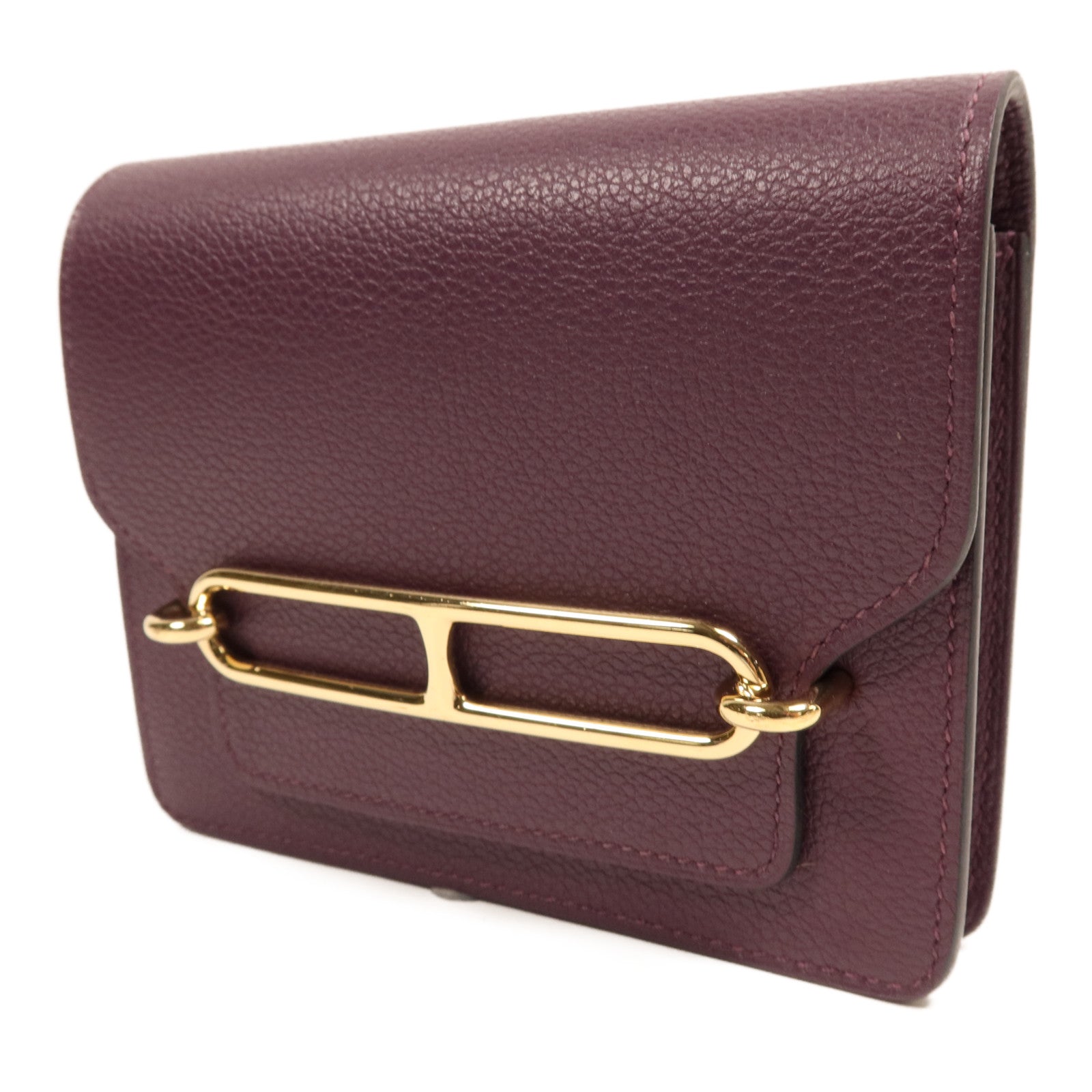 HERMES 【激減優惠】Evercolour皮革Roulis Slim金扣手拿包Cassis