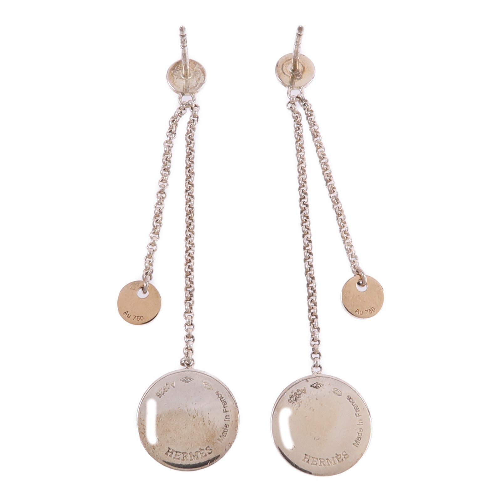 HERMES 925純銀/18K玫瑰金Ex-Libris Earrings耳環