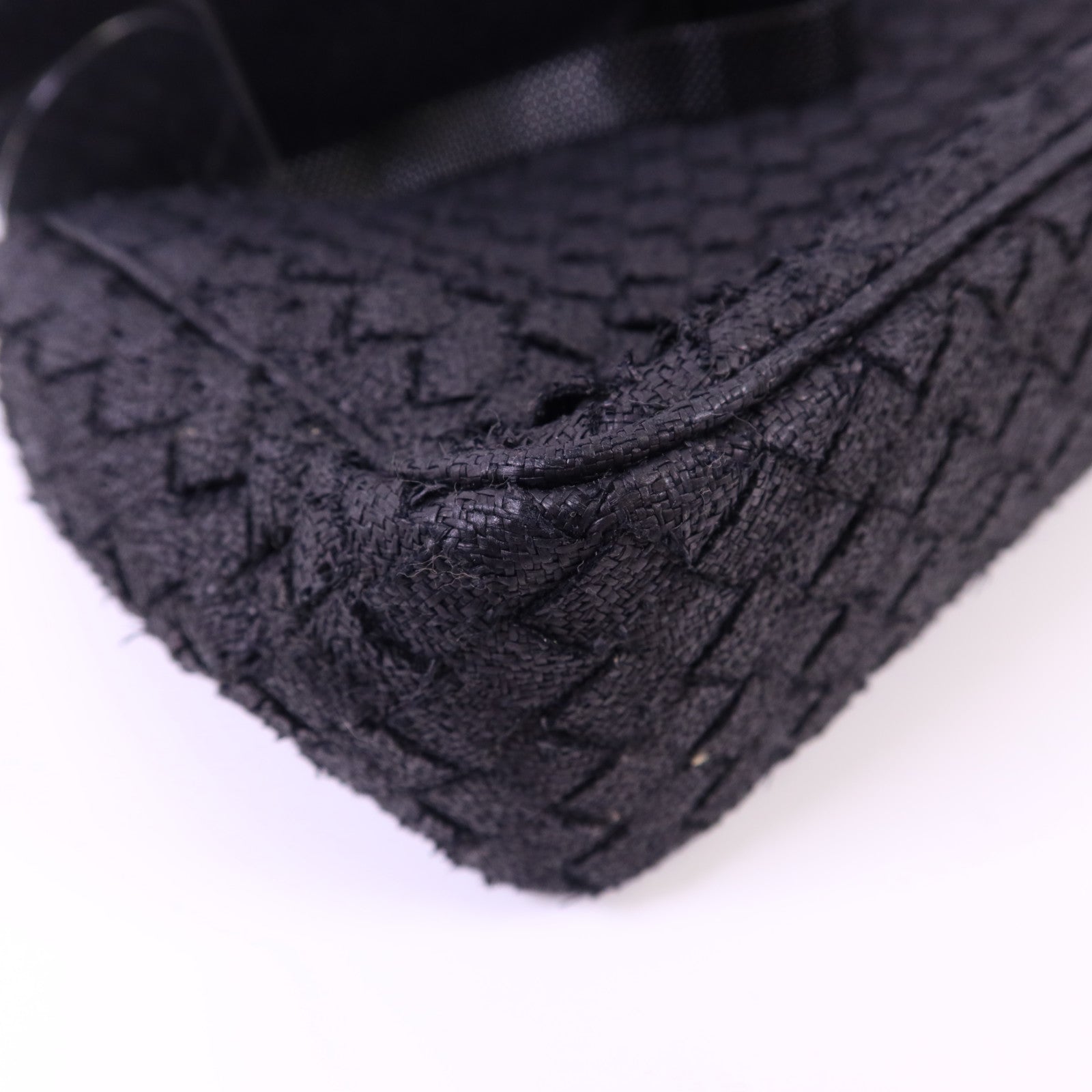BOTTEGA VENETA 藤料Handbag黑扣手挽袋