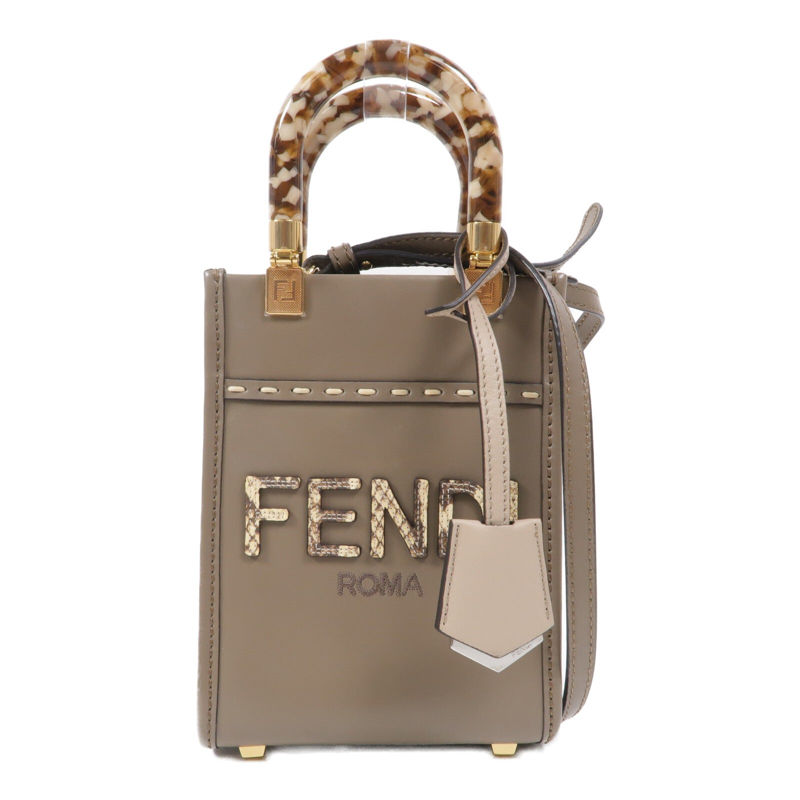 FENDI 牛皮皮革Mini Sunshine Shopper手挽肩背兩用袋