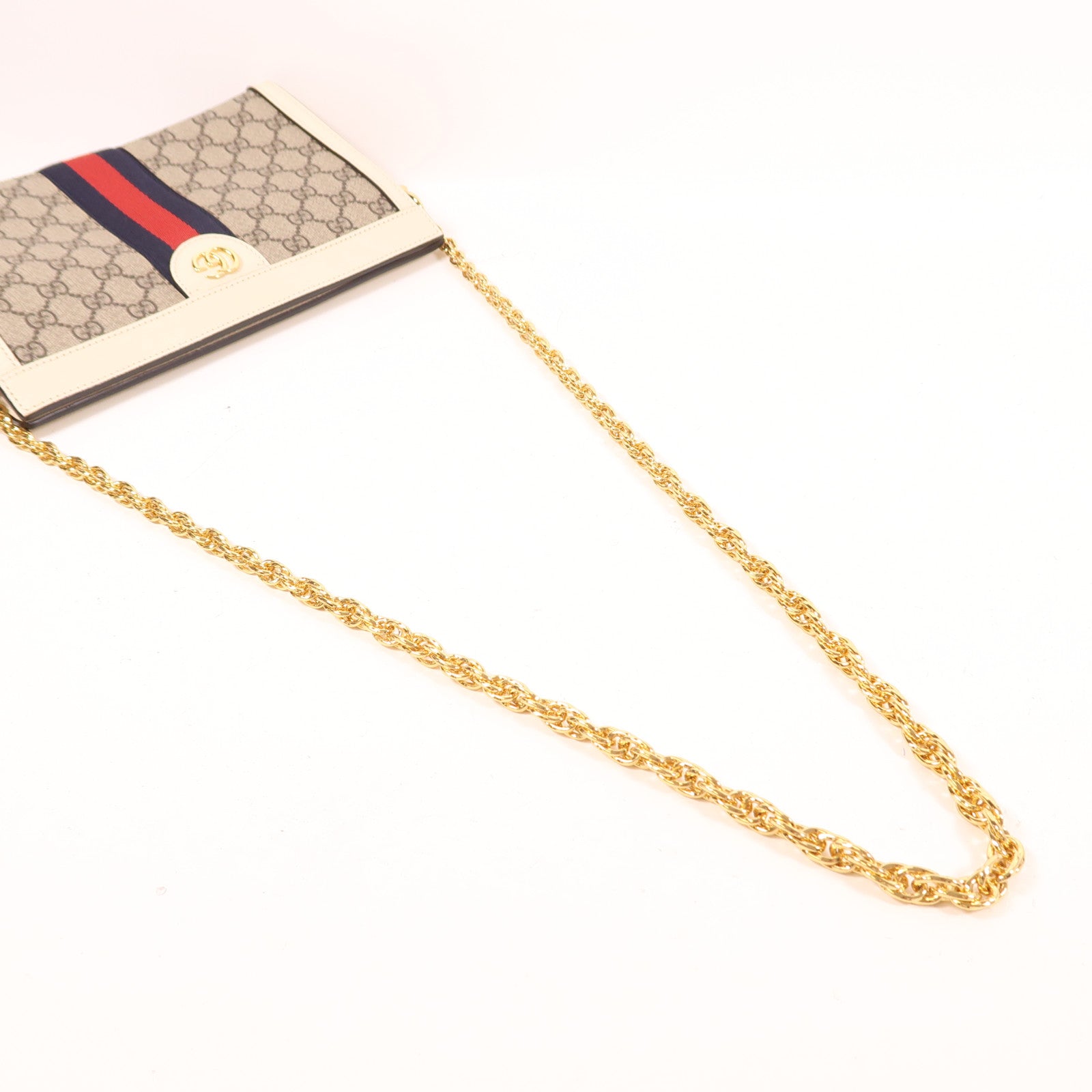 GUCCI 塗層帆布Ophidia GG金扣鏈帶肩背袋