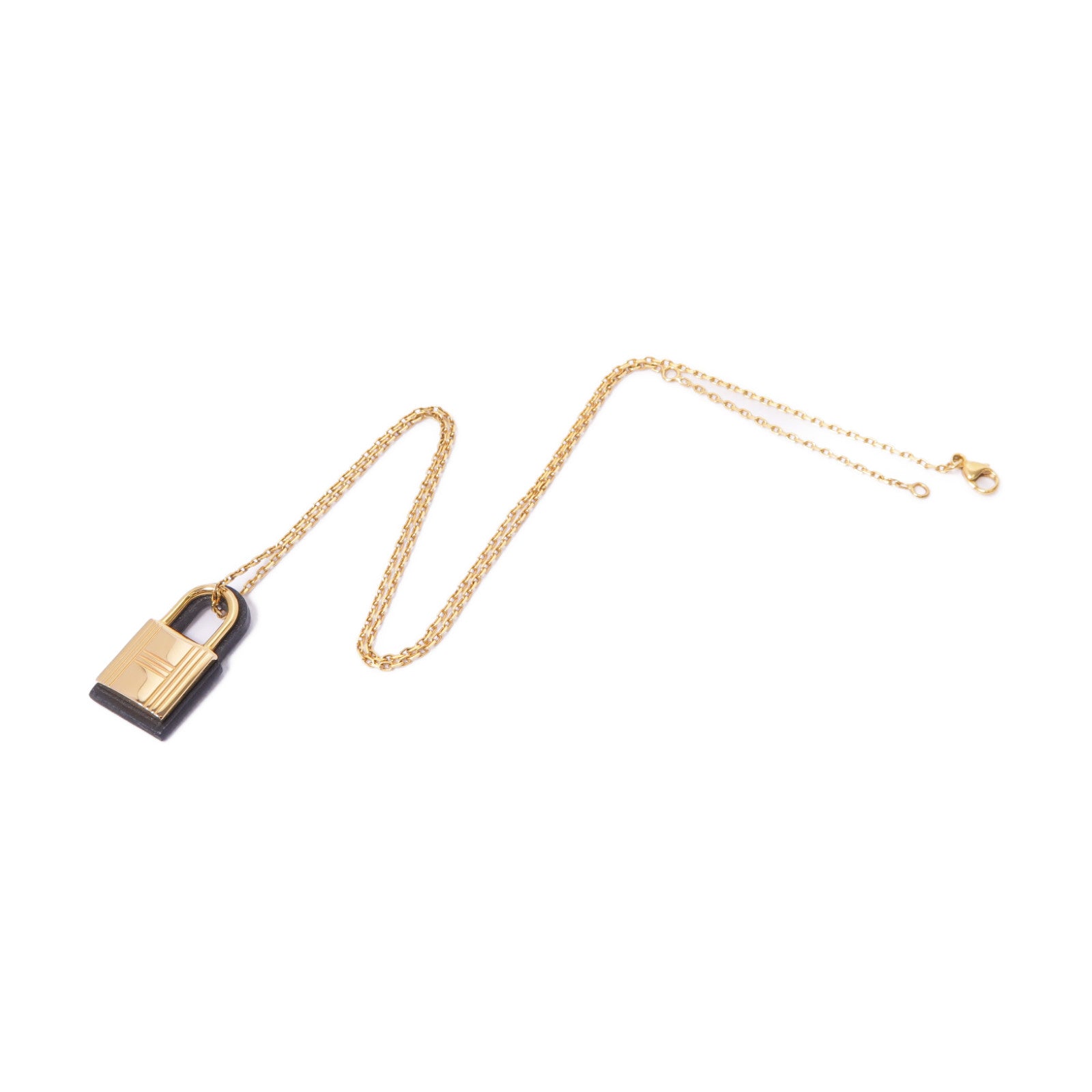 HERMES 金屬O'Kelly Necklace金扣項鍊金色/黑色