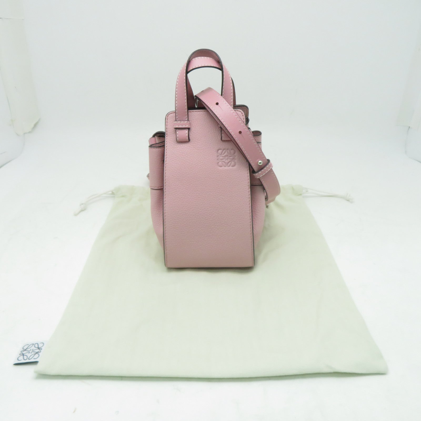 LOEWE 【激減優惠】牛皮皮革Hammock Mini銀扣手挽肩背兩用袋粉紅色