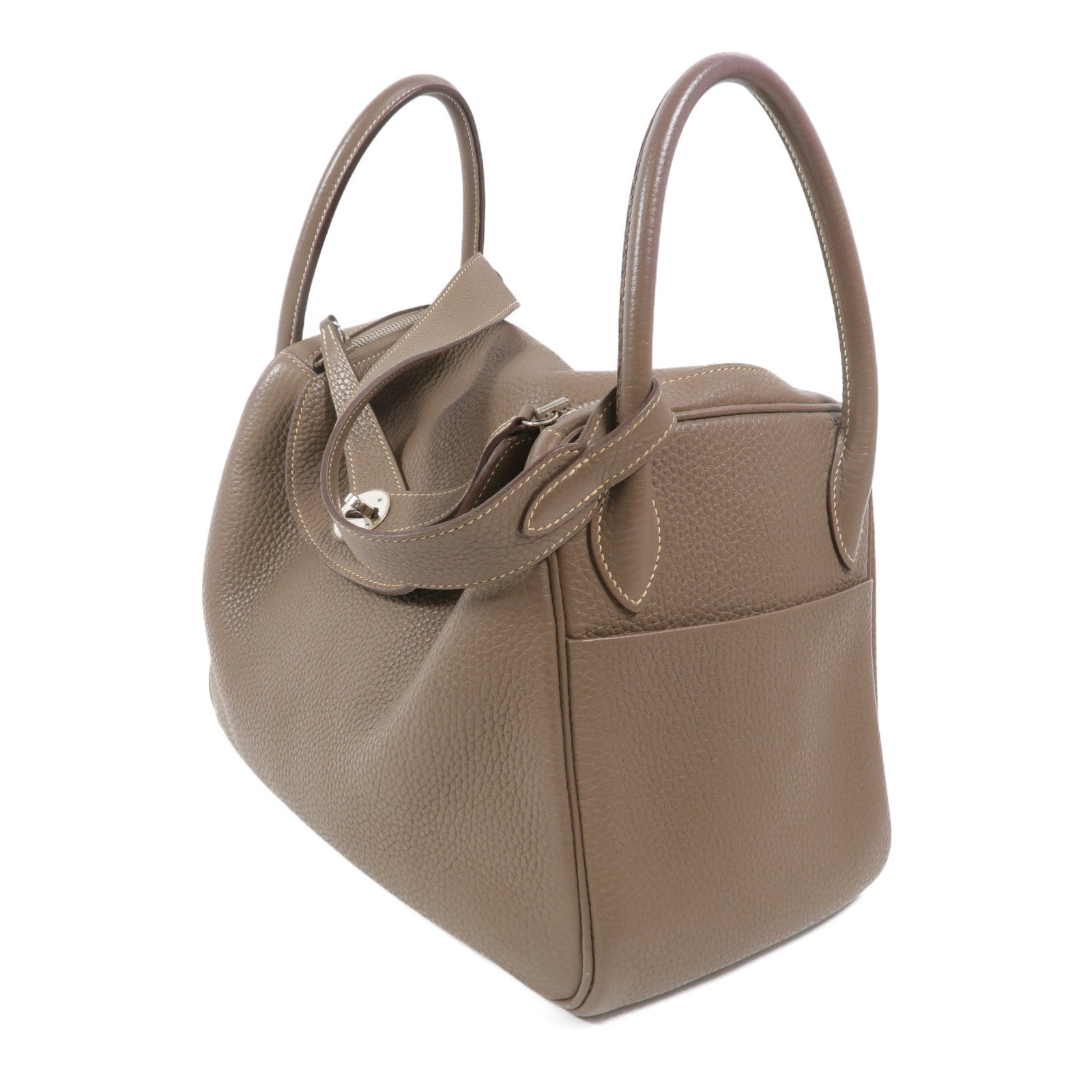 HERMES Clemence皮革Lindy 30手挽肩背兩用袋Etoupe