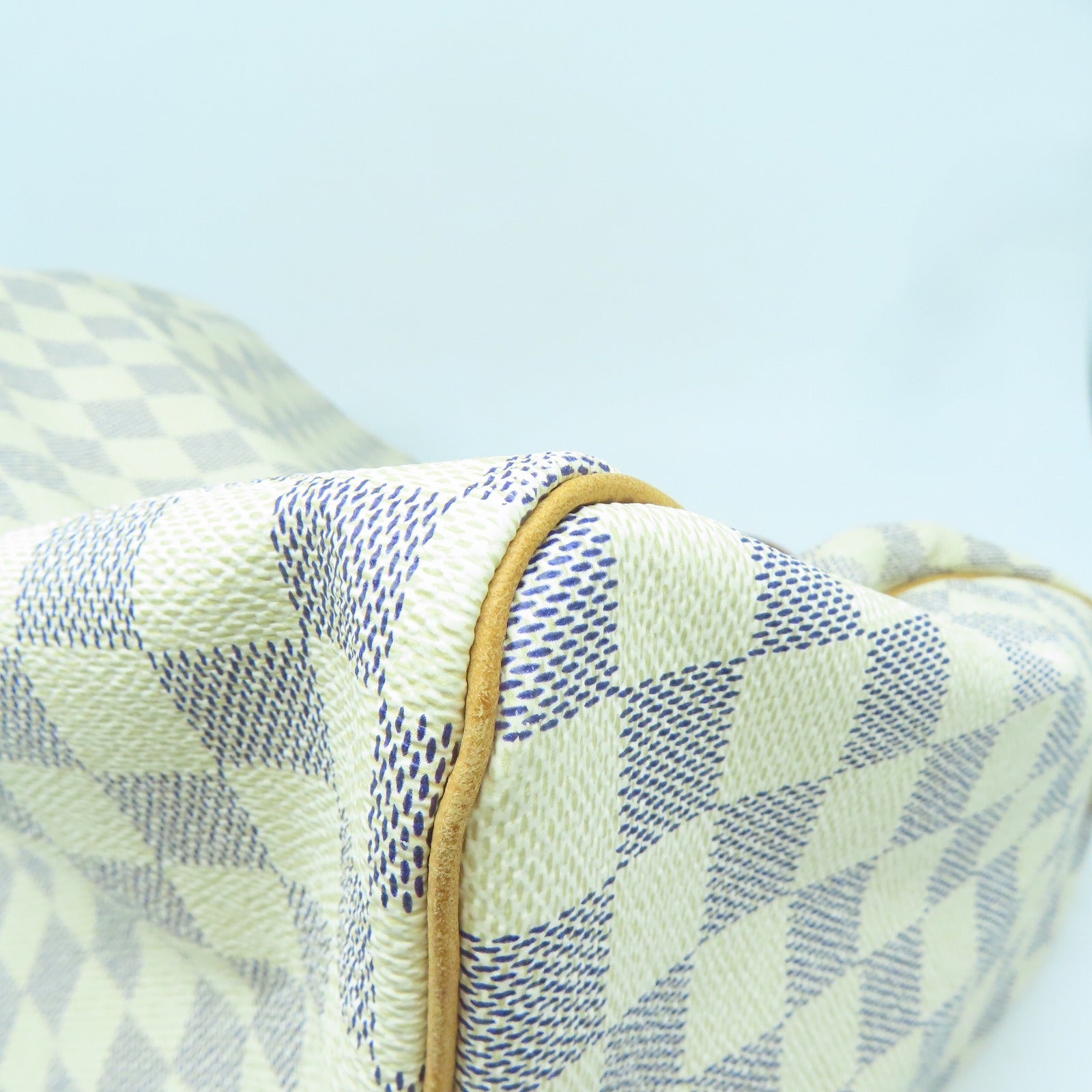 LOUIS VUITTON 【激減優惠】Damier Azur Speedy 35金扣手挽袋白色