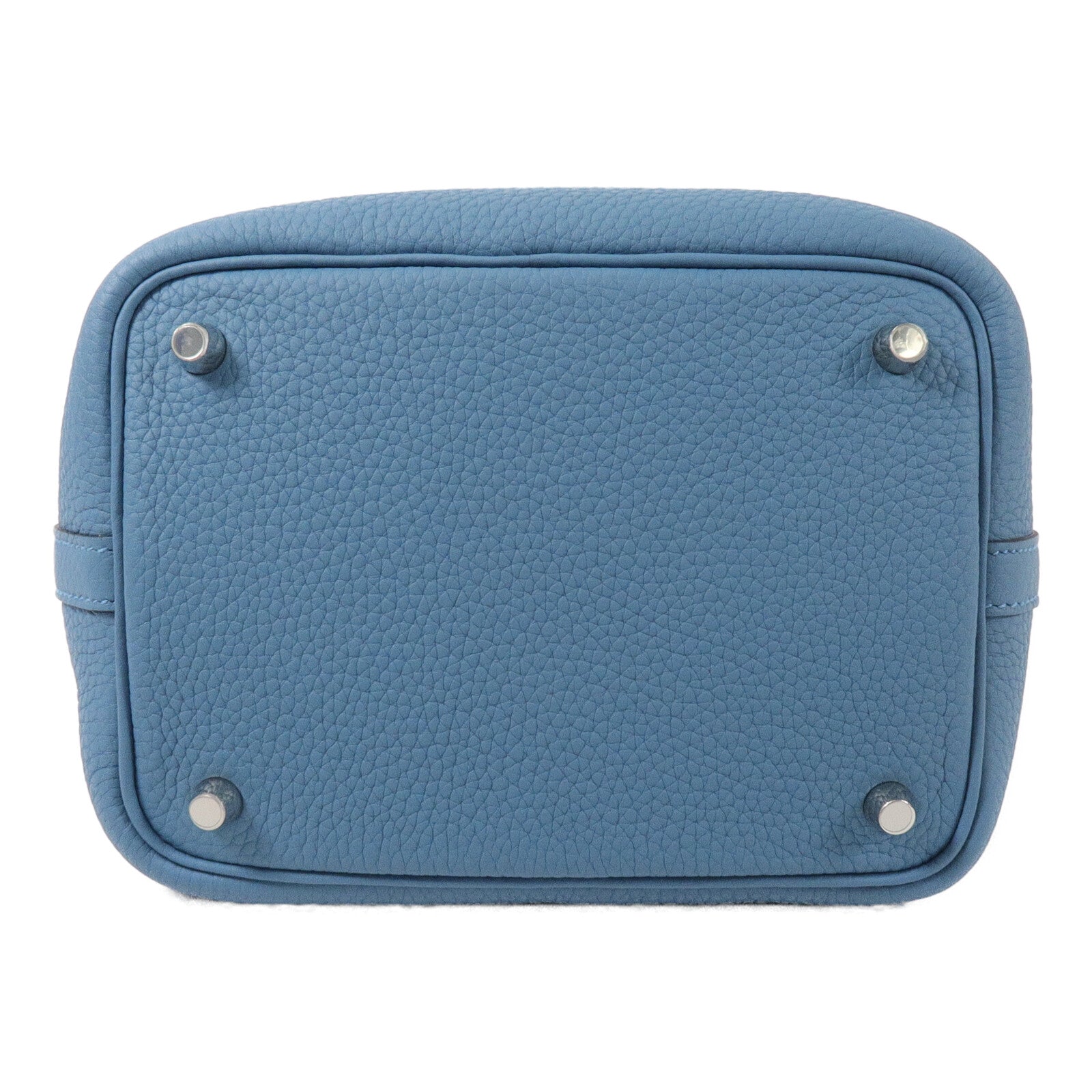 HERMES Clemence皮革Picotin PM手挽袋Bleu Jean