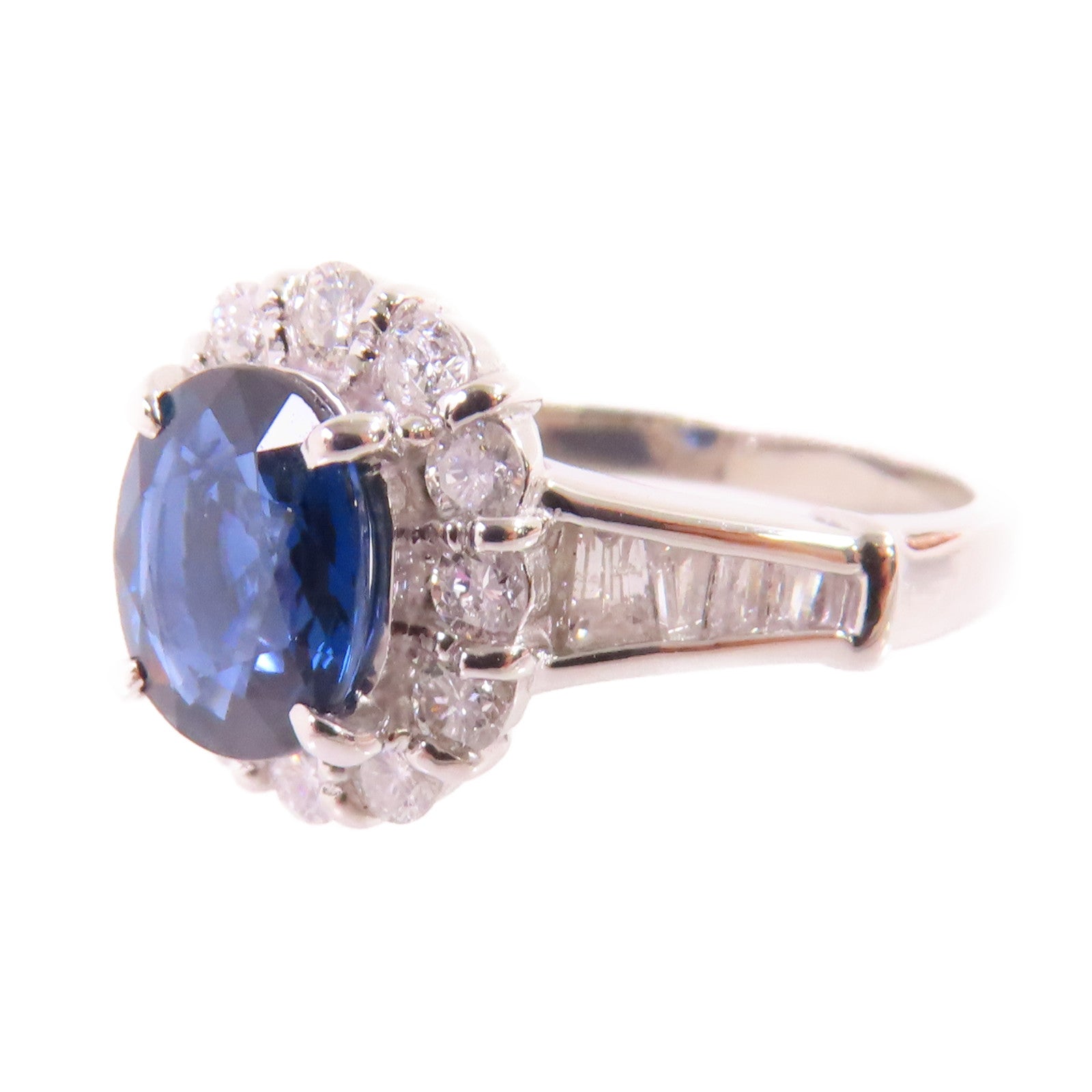 JEWELRY PT900鉑金/1.44ct藍寶石/0.64ct鑽石Sapphire/Diamond Ring戒指US#6