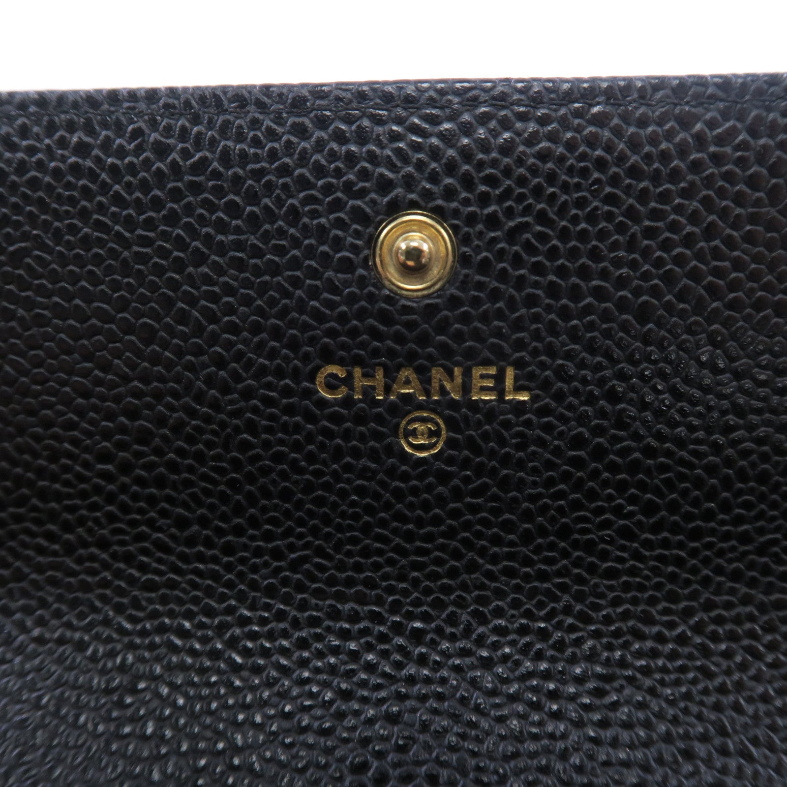 CHANEL 牛皮皮革Wallet金扣長錢包黑色
