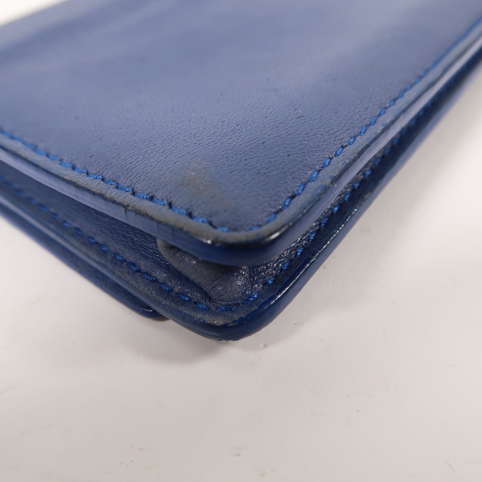 BOTTEGA VENETA 織紋皮革Card Case銀扣卡片套藍色