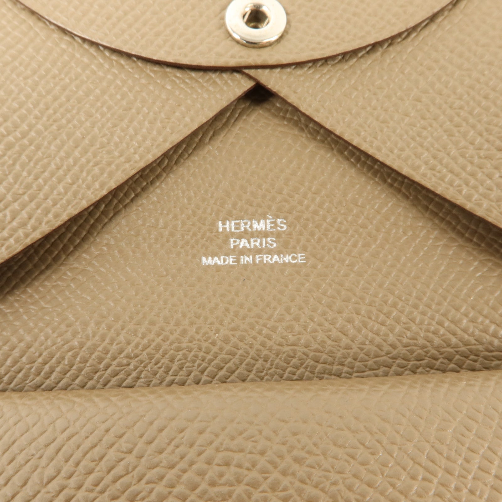 HERMES Epsom皮革Calvi Duo卡片套Etoupe