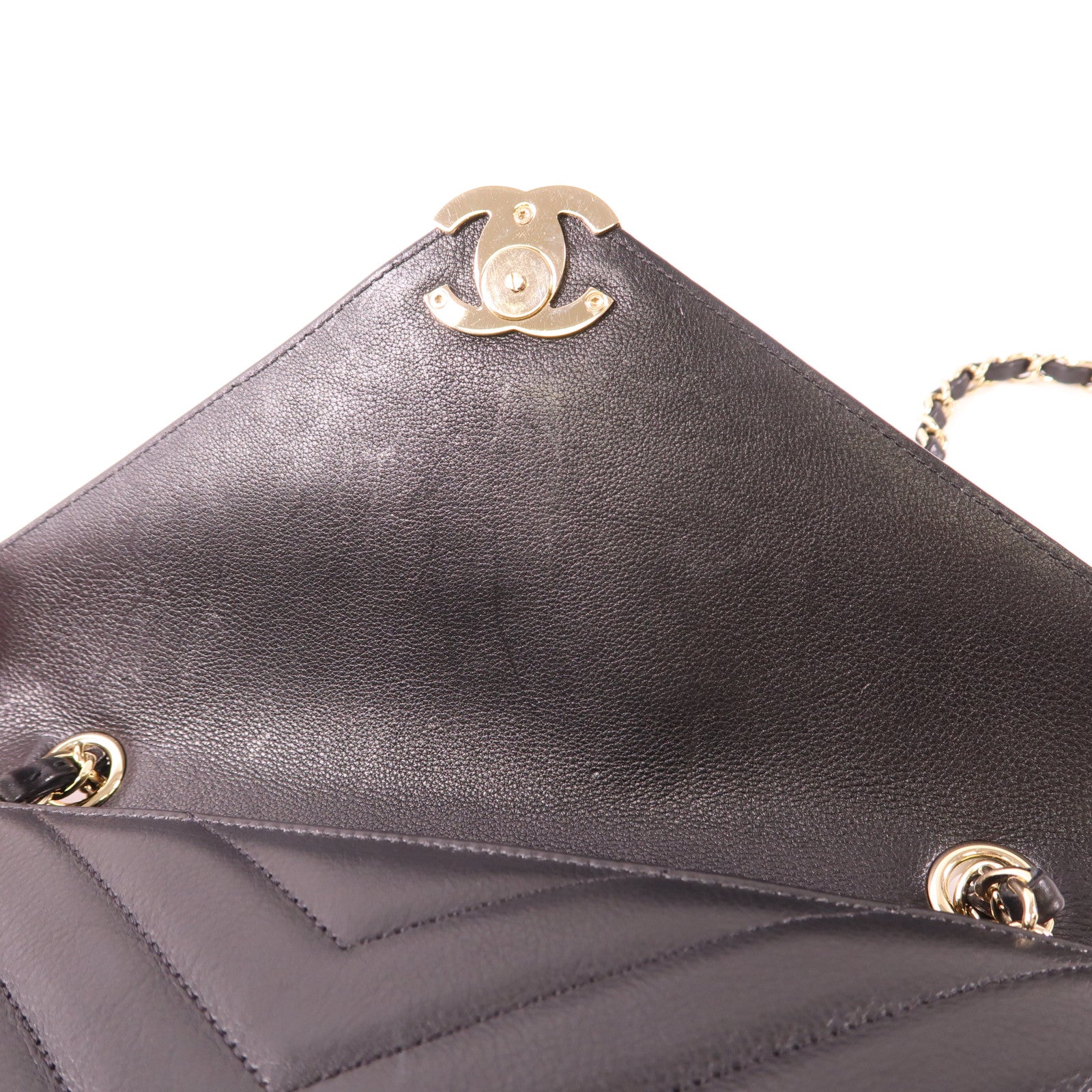 CHANEL 牛皮皮革Shoulder Bag金扣鏈帶肩背袋