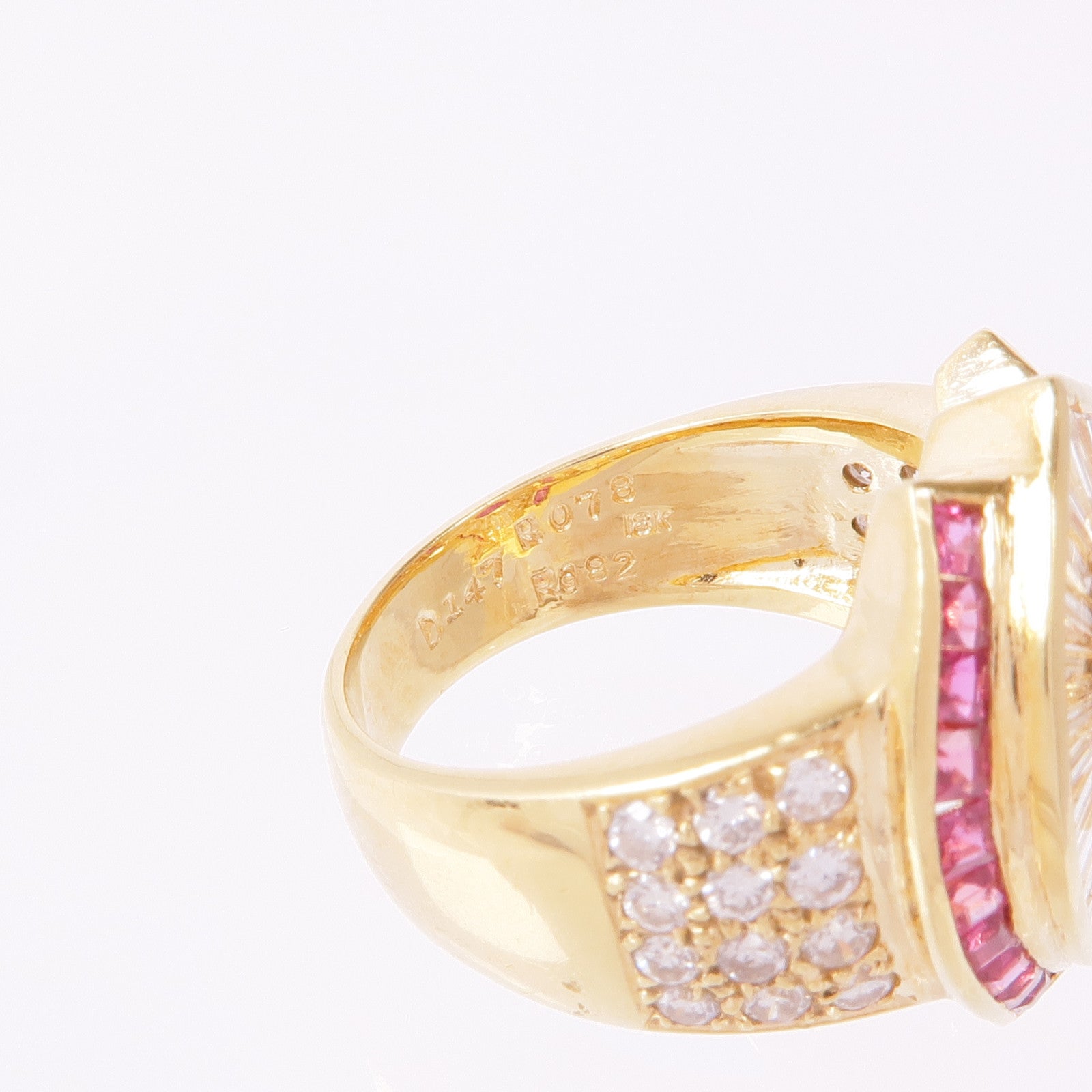 JEWELRY 【激減優惠】18K黃金Ruby Diamond Ring紅寶石/鑽石戒指US#6.5