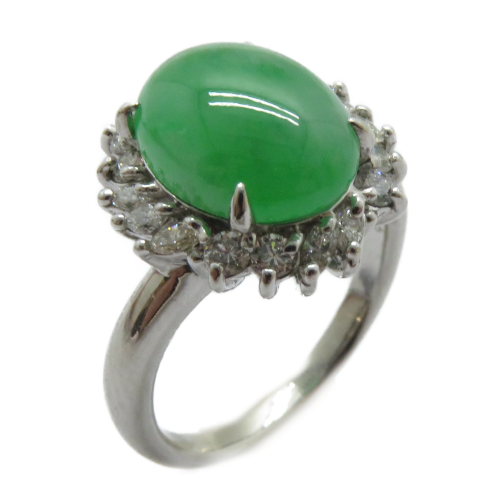 JEWELRY PT900鉑金Jade Ring 5.03ct翡翠/0.53ct鑚石戒指US#6.25