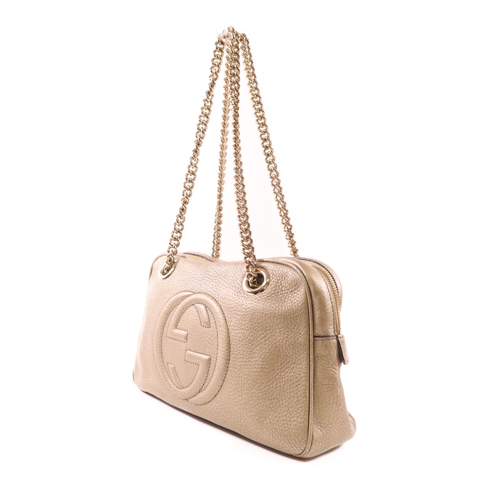 GUCCI 牛皮皮革Chain Shoulder Bag金扣鏈帶肩背袋