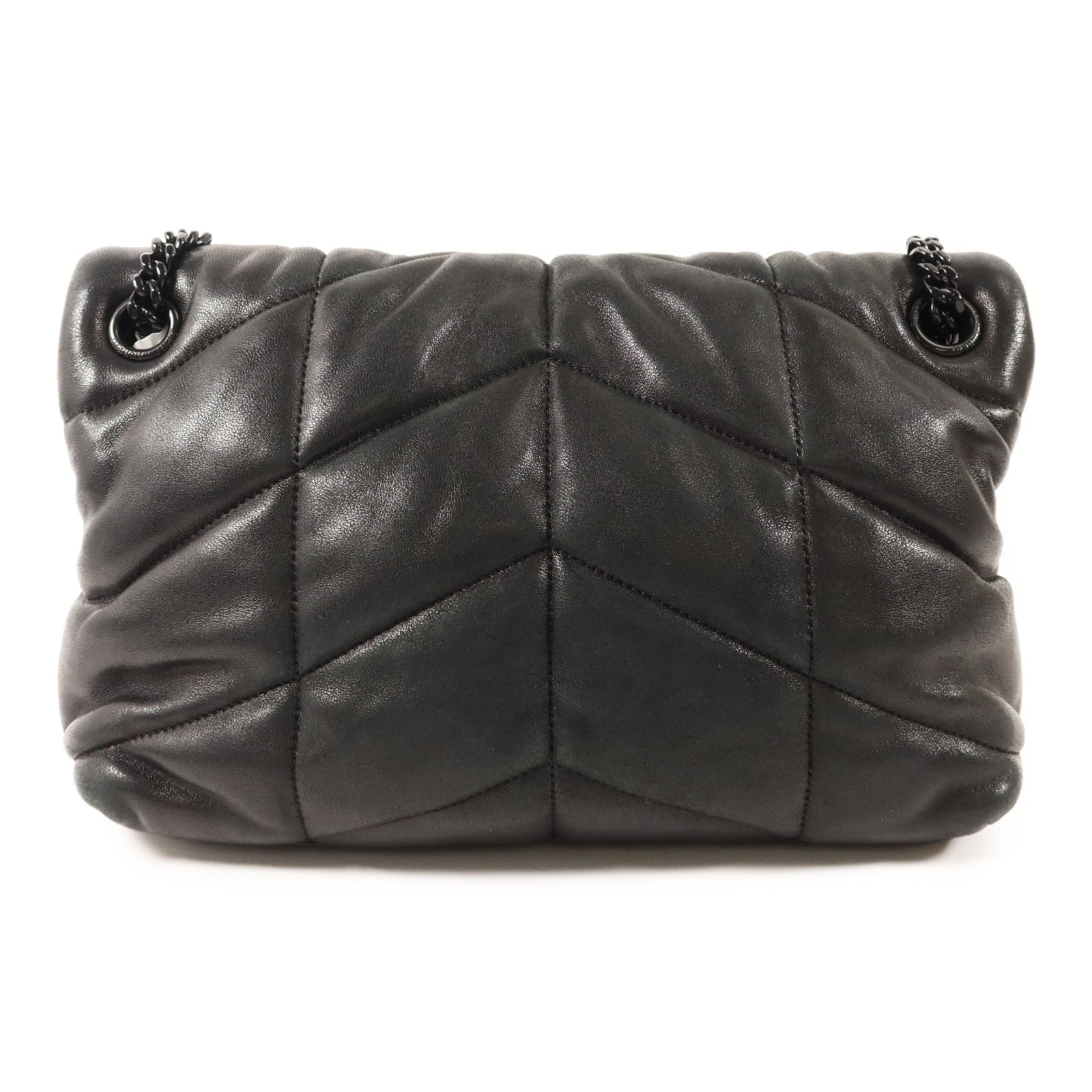 SAINT LAURENT 羊皮皮革Shoulder Bag銀扣手挽肩背兩用袋