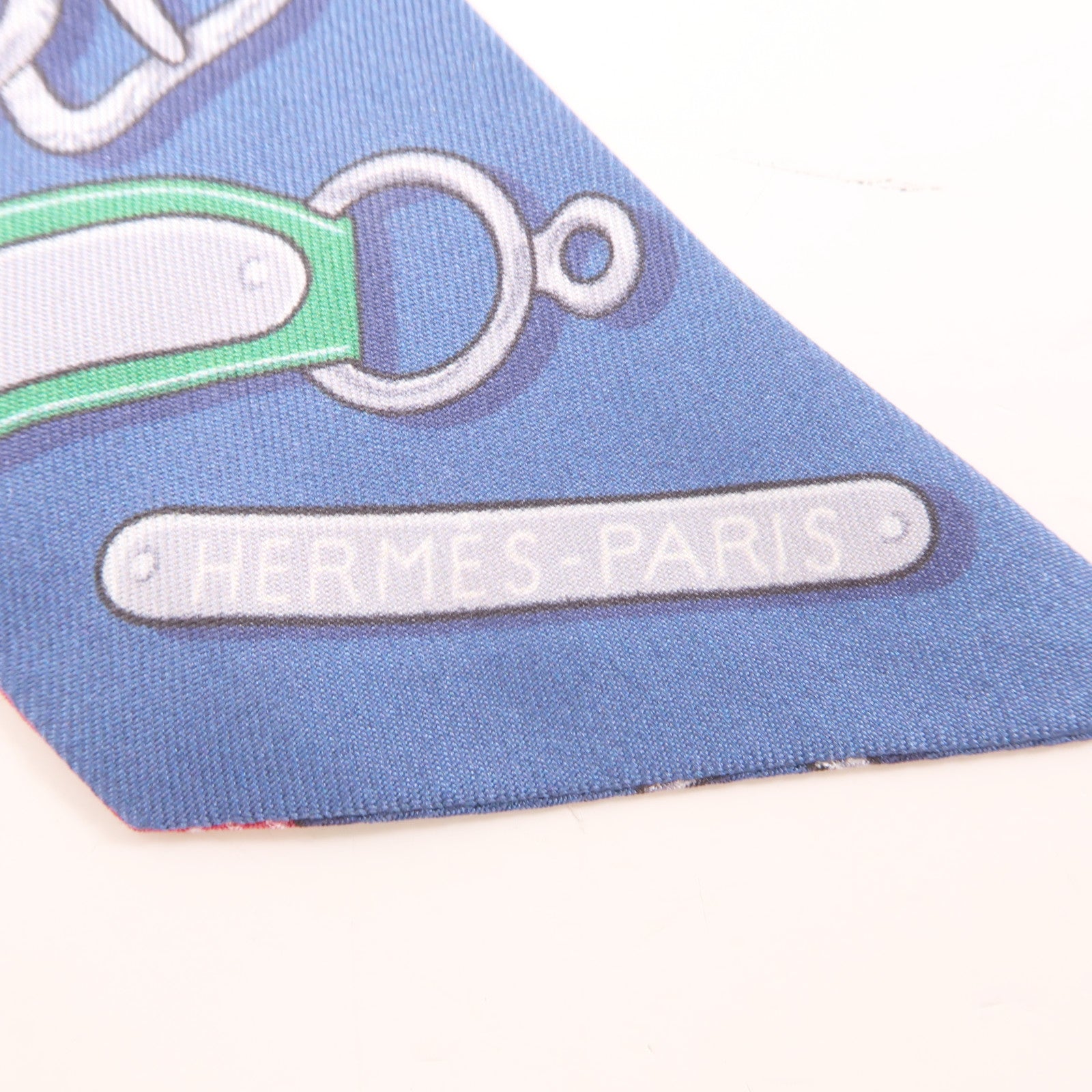 HERMES 絲質Twilly絲巾藍色/綠色/紅色