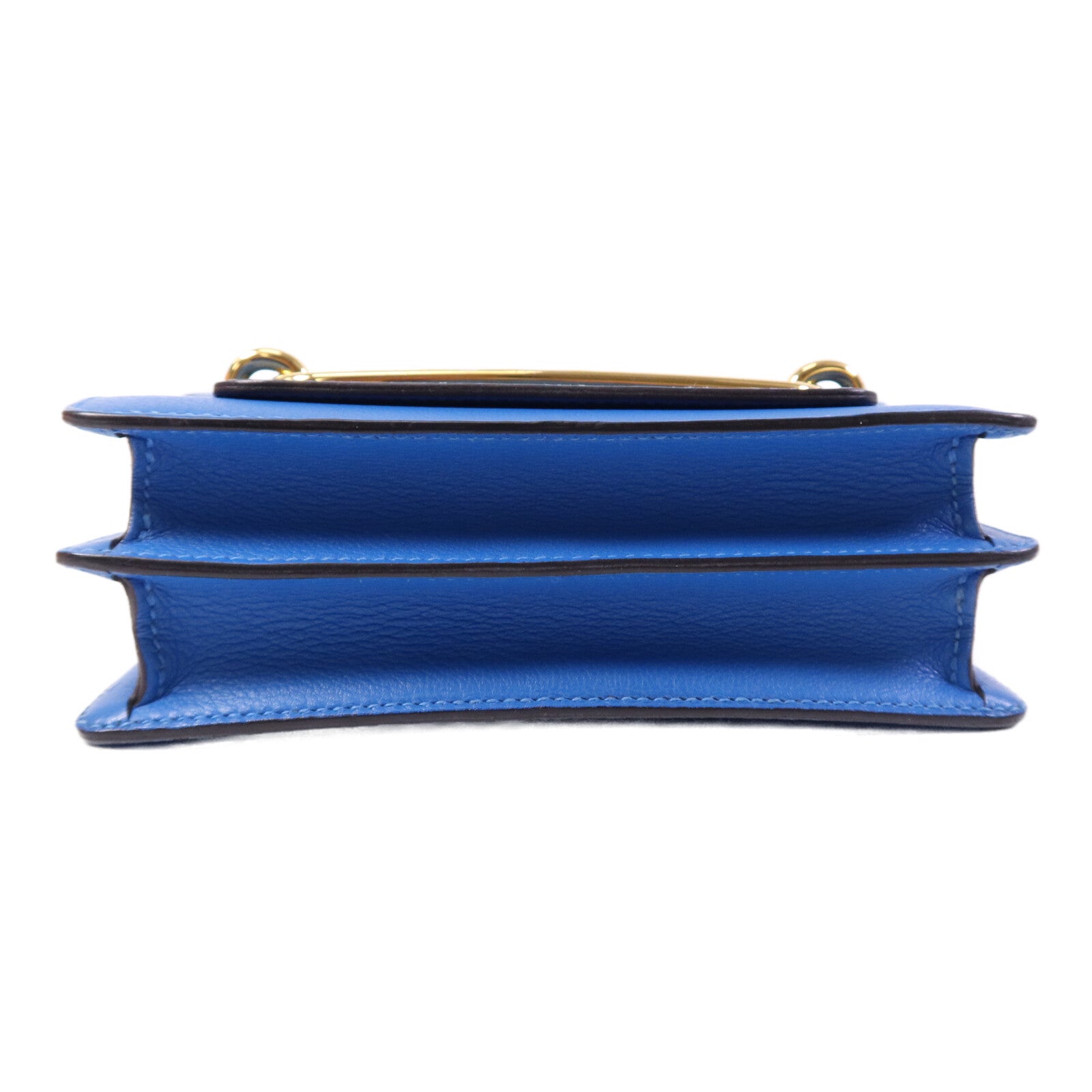 HERMES Evercolor皮革Mini Roulis金扣肩背袋Blue Zanzibar