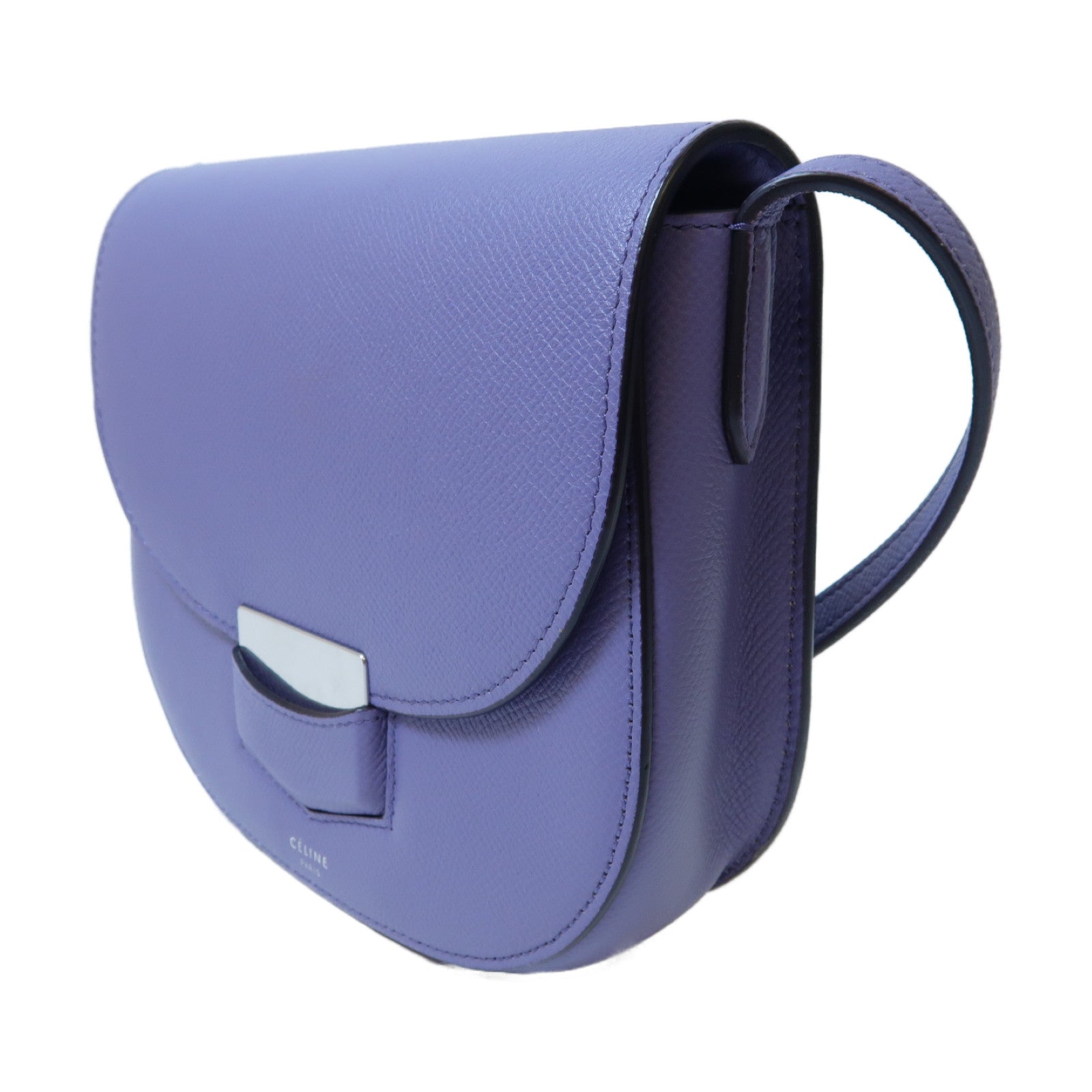 CELINE 牛皮皮革Shoulder Bag銀扣肩背袋紫色