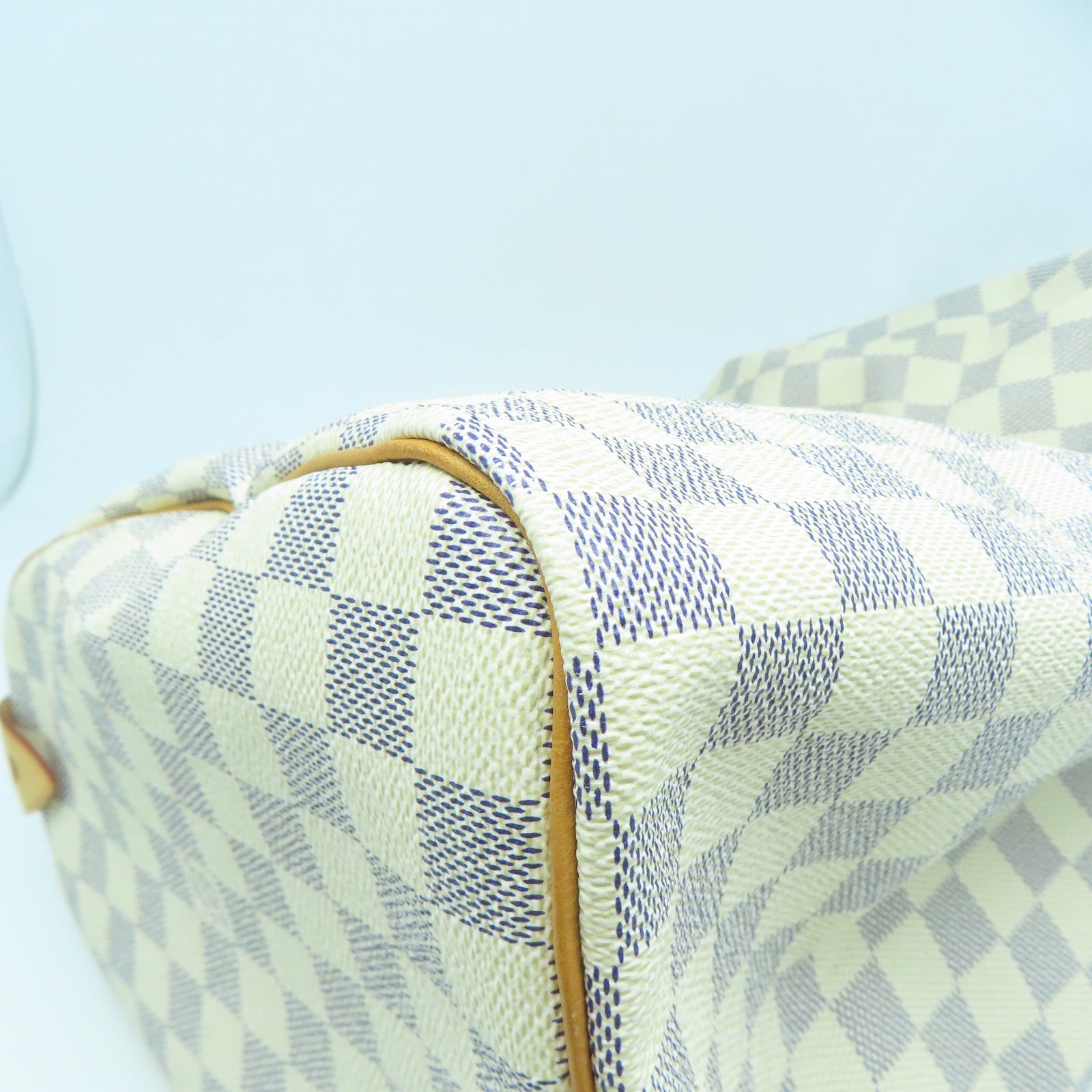 LOUIS VUITTON 【激減優惠】Damier Azur Speedy 35金扣手挽袋白色