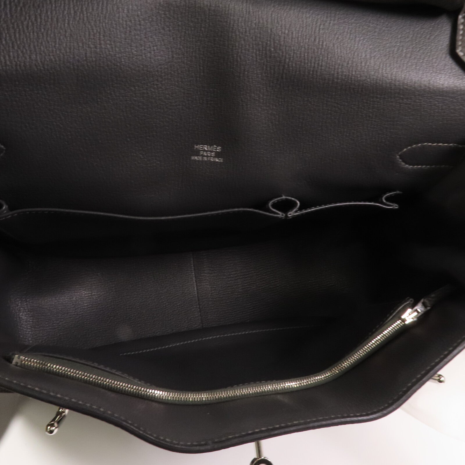 HERMES Clemence皮革Jypesiere 37銀扣肩背袋Etain