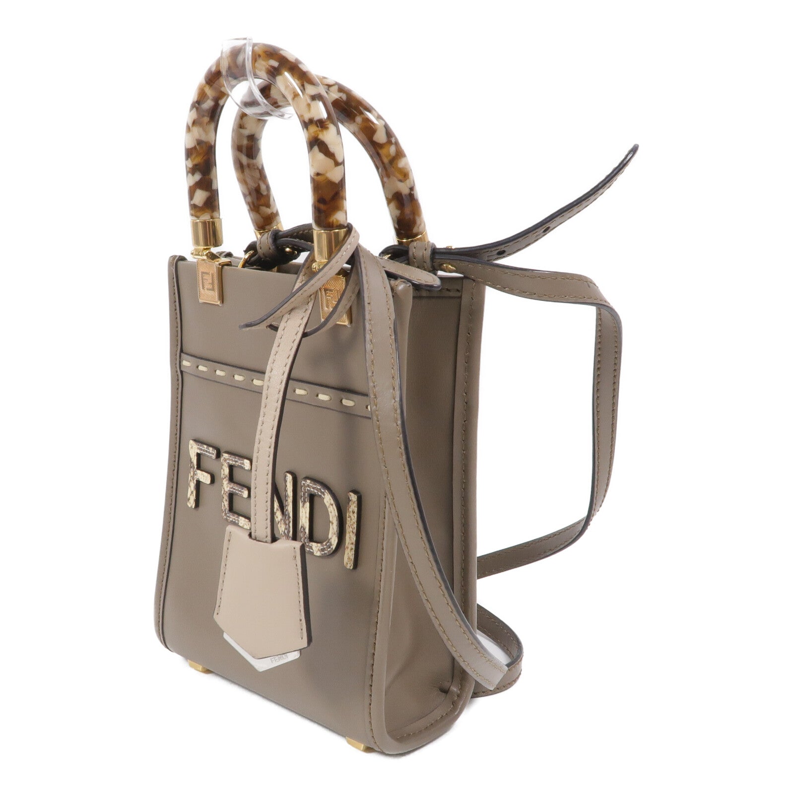 FENDI 牛皮皮革Mini Sunshine Shopper手挽肩背兩用袋