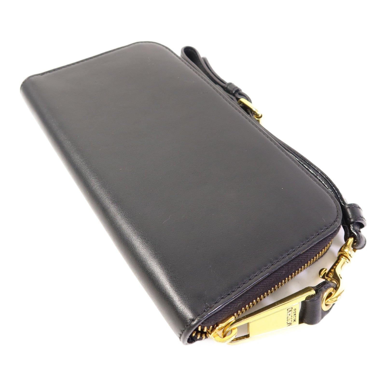 MOSCHINO 【激減優惠】牛皮皮革Zip Long Wallet金扣長錢包