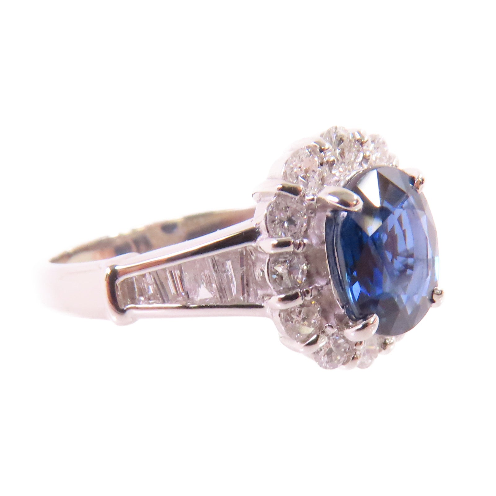 JEWELRY PT900鉑金/1.44ct藍寶石/0.64ct鑽石Sapphire/Diamond Ring戒指US#6