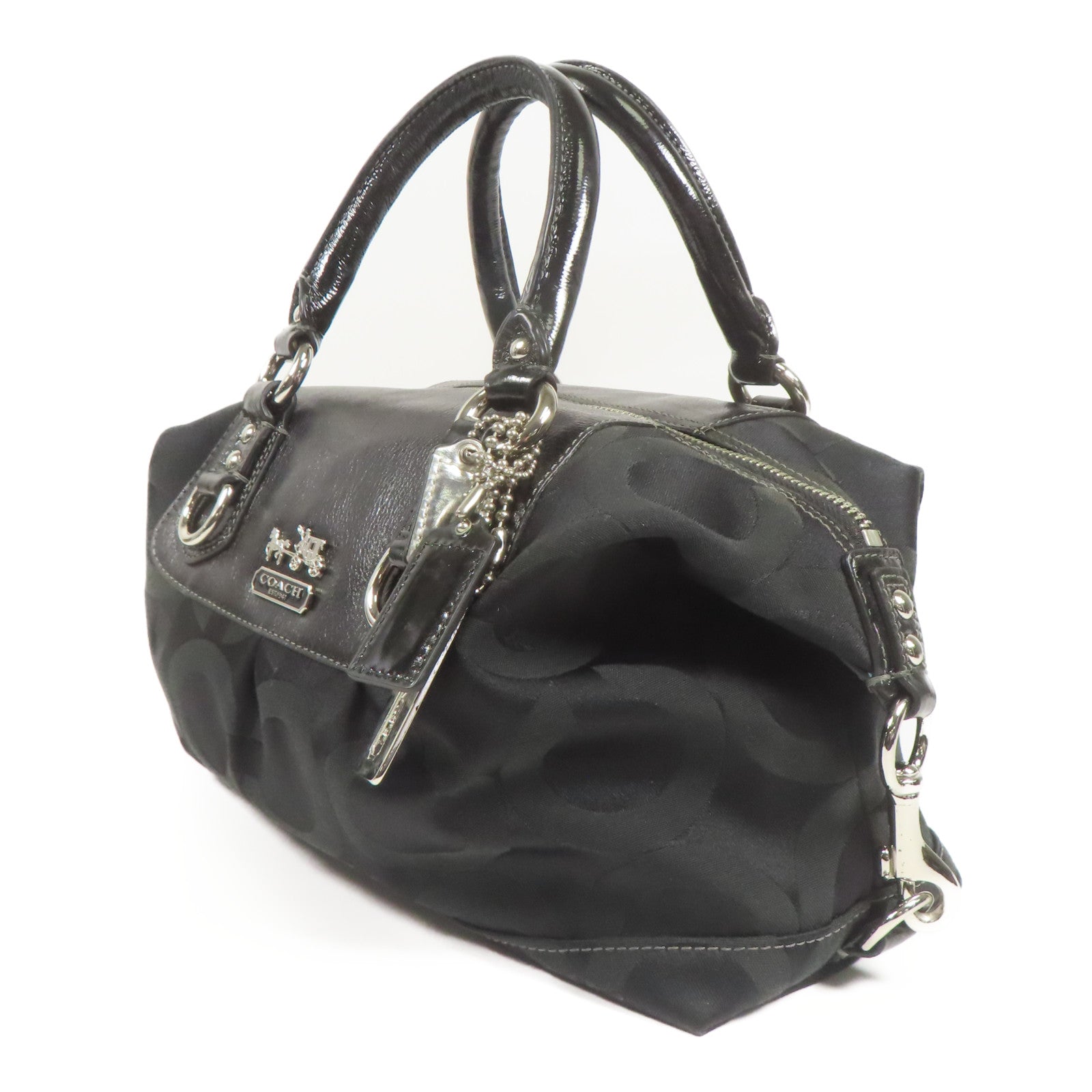 COACH 帆布Shoulder Bag銀扣手挽肩背兩用袋