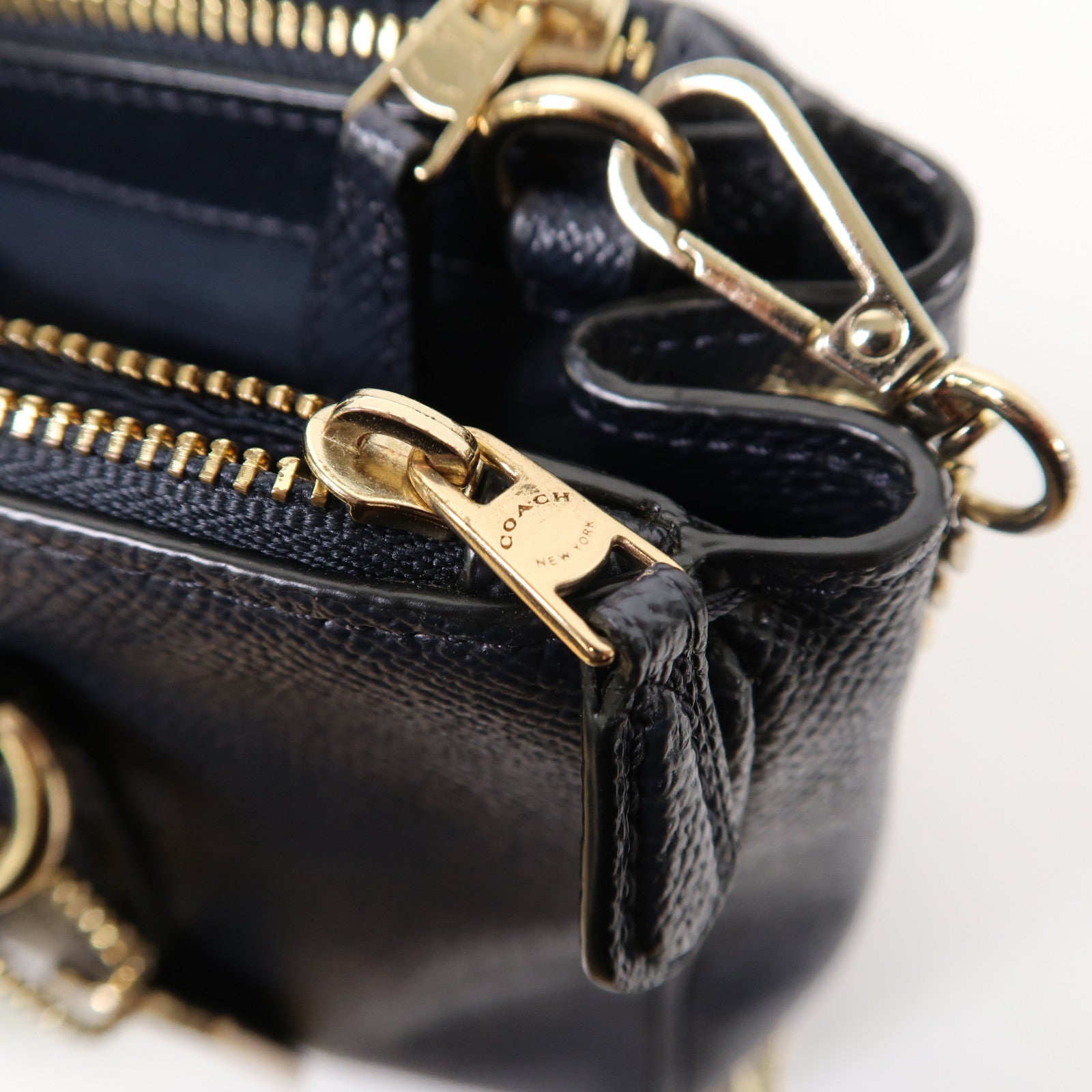 COACH 【激減優惠】牛皮皮革Shoulder Bag金扣手挽肩背兩用袋藍色