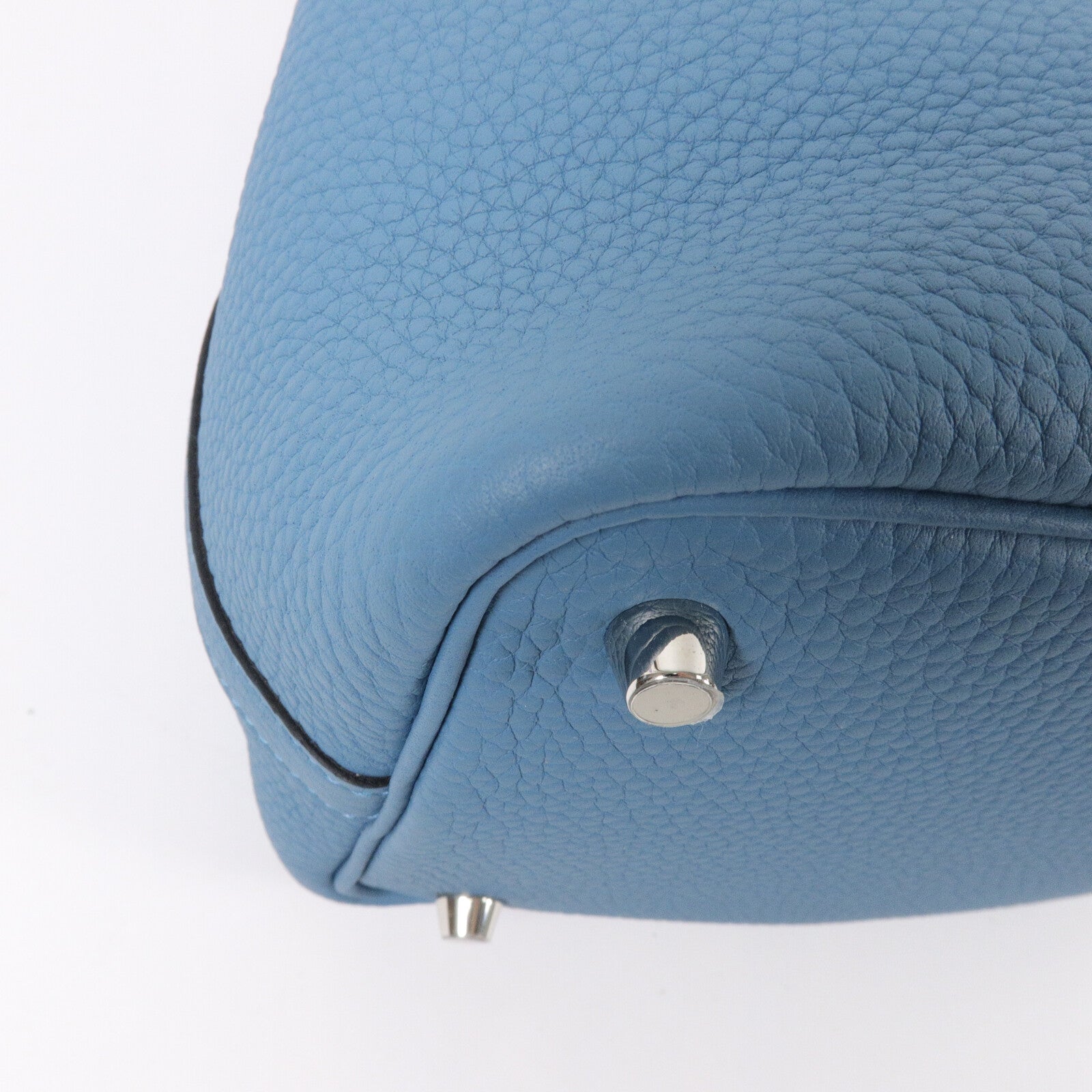 HERMES Clemence皮革Picotin PM手挽袋Bleu Jean