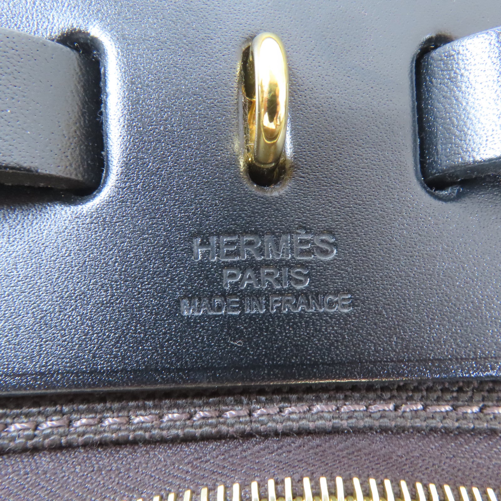 HERMES 帆布Herbag PM金扣手挽肩背兩用袋啡色
