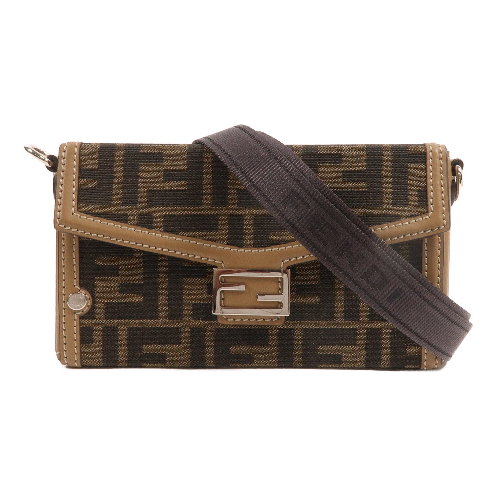 FENDI 帆布/牛皮皮革Bagutte Soft Trunk Phone Case肩背袋