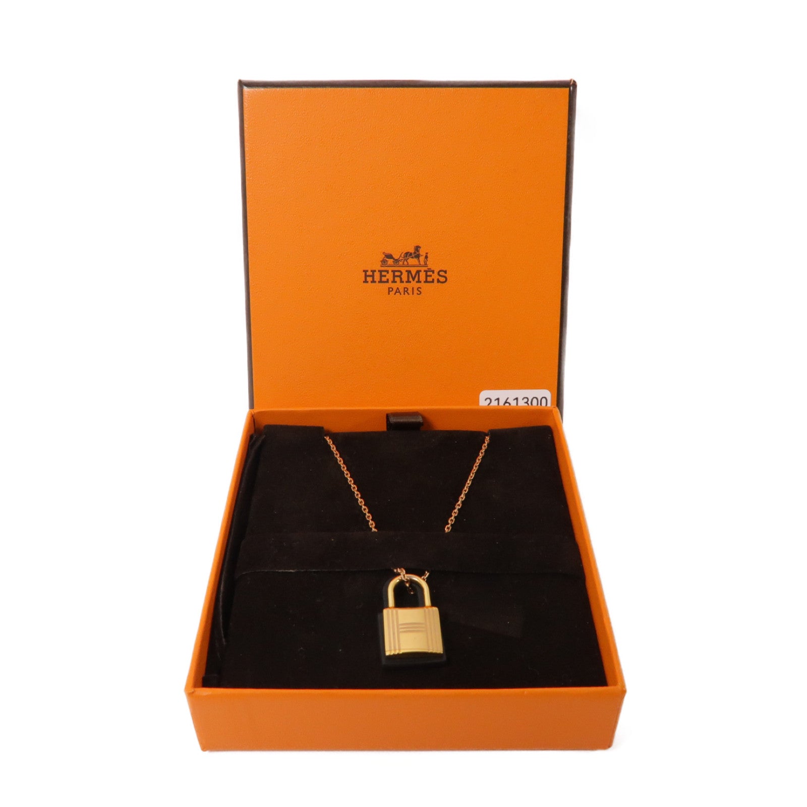 HERMES 皮革/金屬O'Kelly Necklace項鏈黑色/啡色