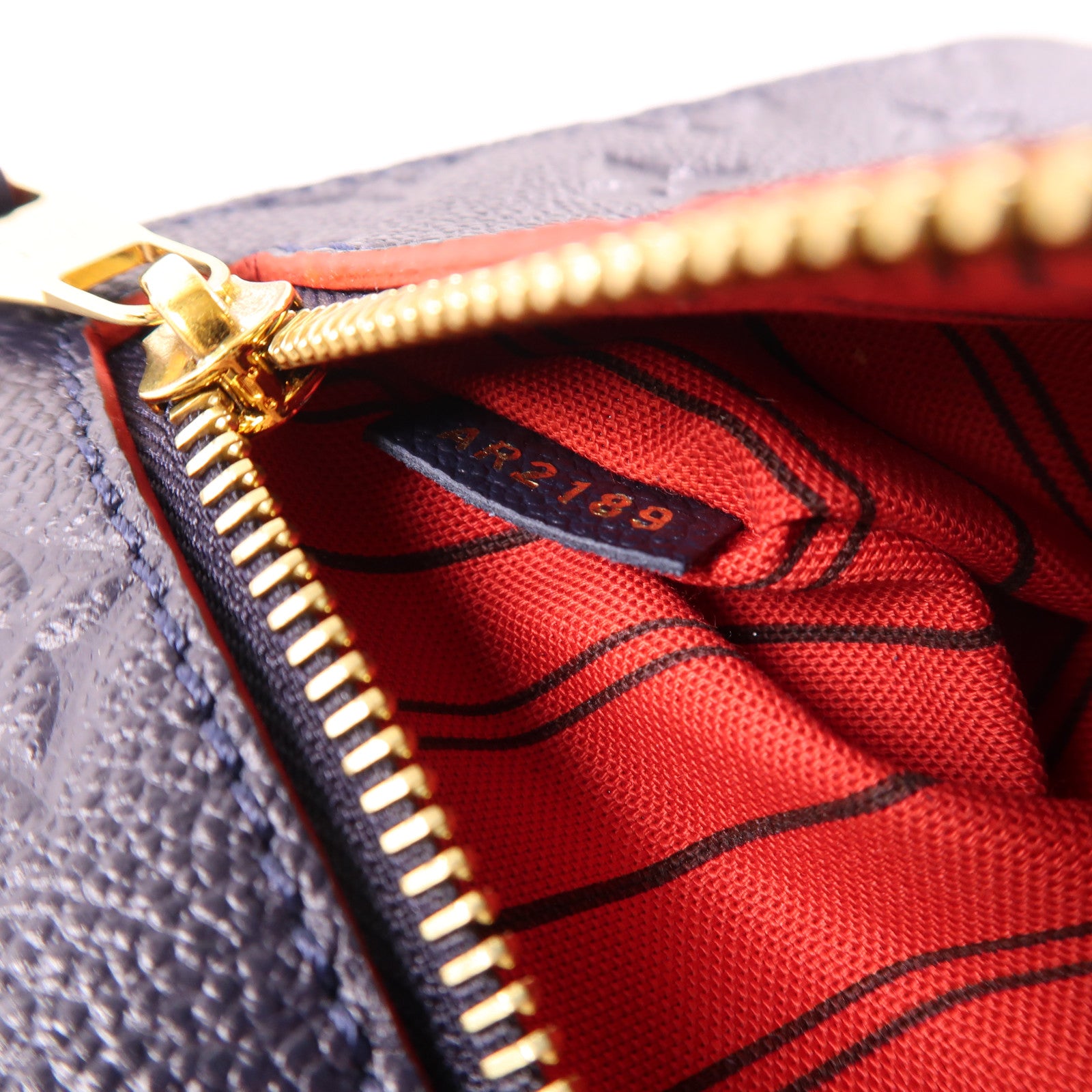LOUIS VUITTON Monogram Empreinte Pochette Metis金扣手挽肩背兩用袋深藍色