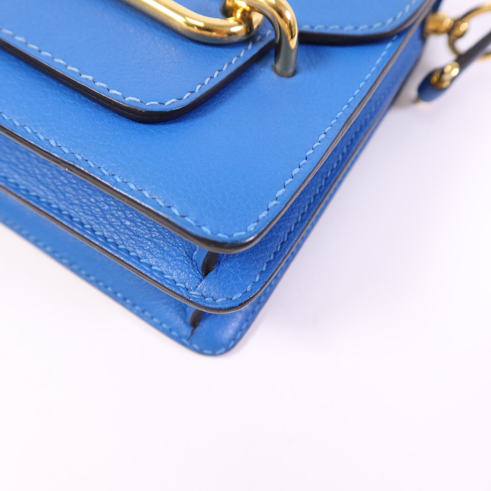 HERMES Evercolor皮革Mini Roulis金扣肩背袋Blue Zanzibar