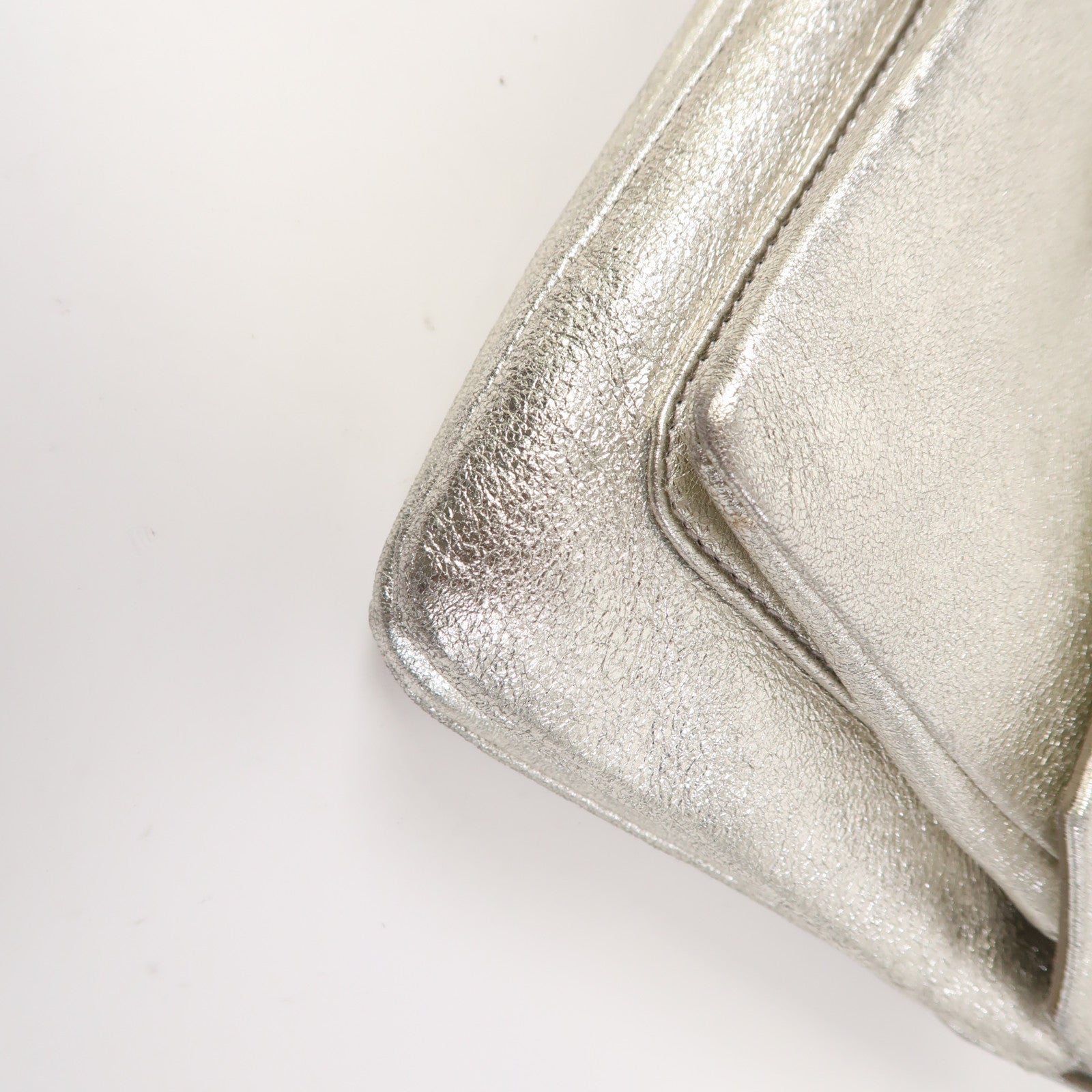 LANVIN 牛皮皮革Chain Bag鏈帶肩背袋銀色