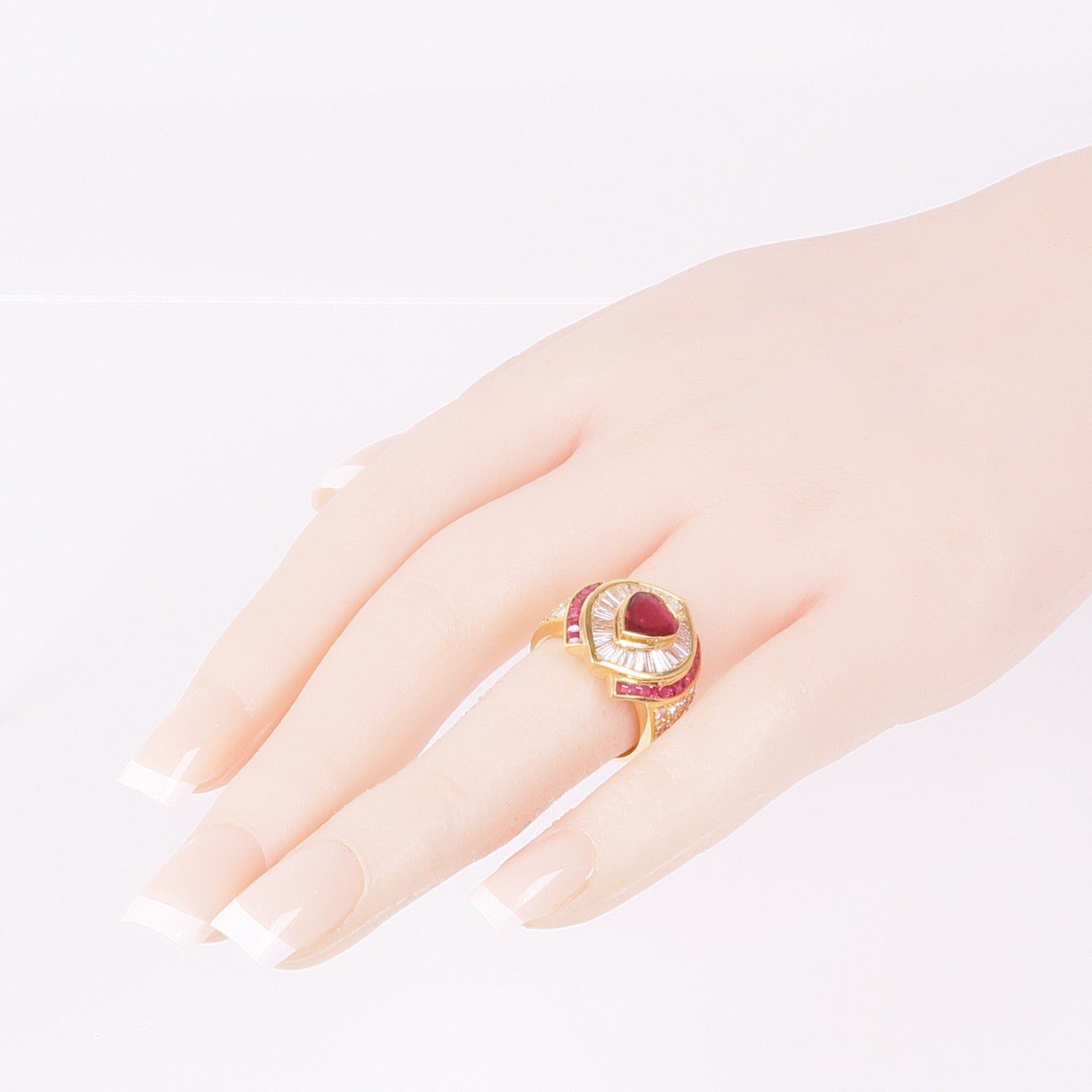JEWELRY 【激減優惠】18K黃金Ruby Diamond Ring紅寶石/鑽石戒指US#6.5