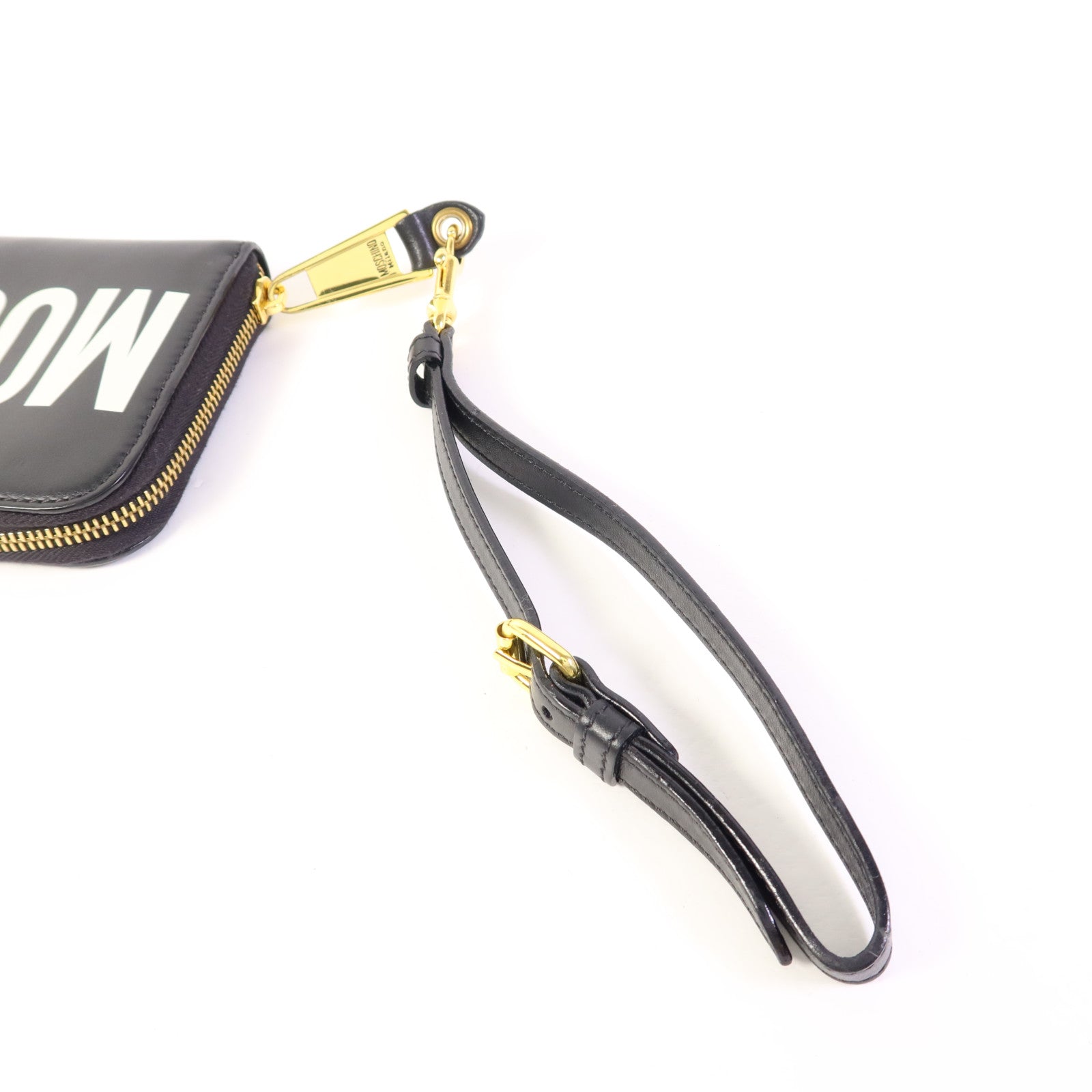 MOSCHINO 【激減優惠】牛皮皮革Zip Long Wallet金扣長錢包
