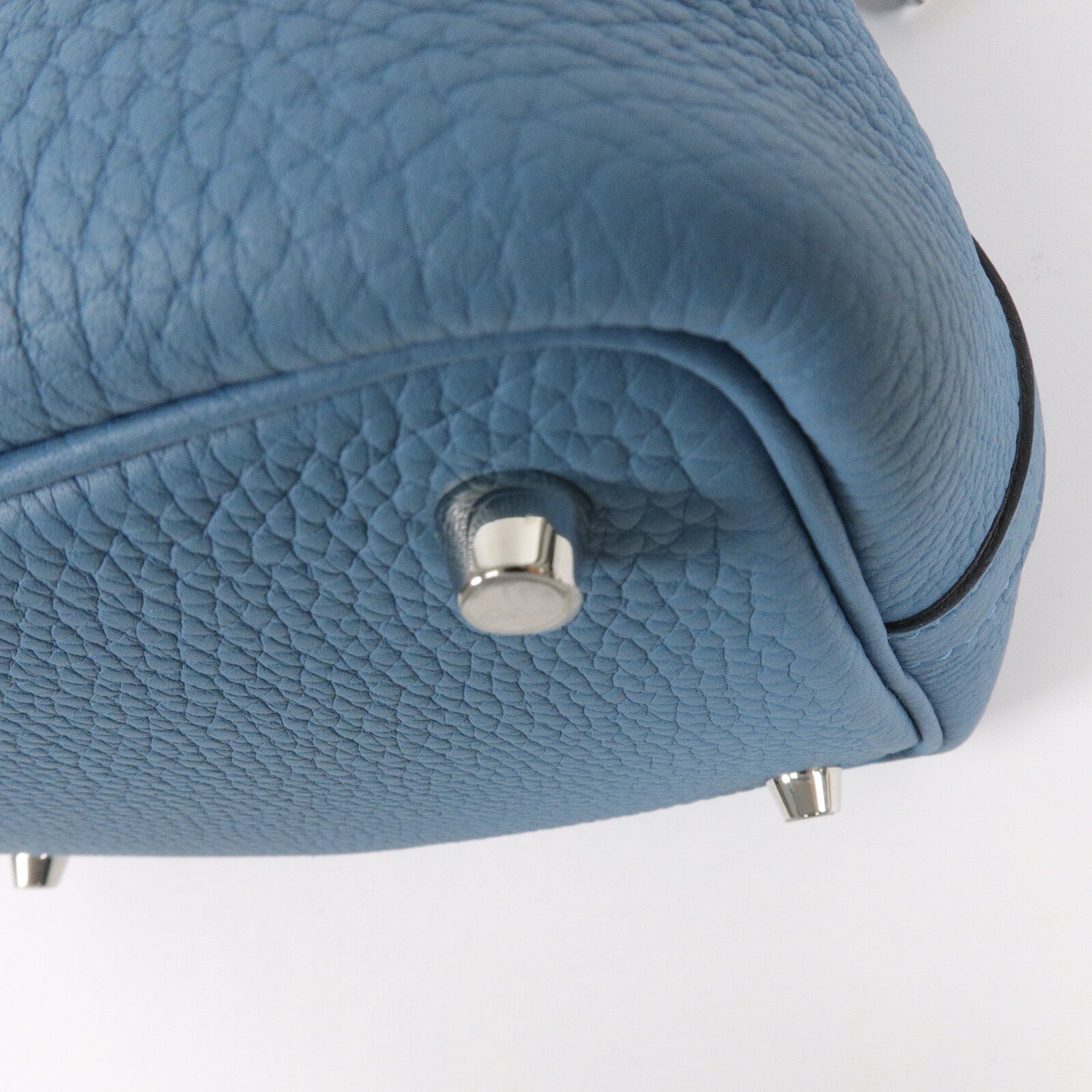 HERMES Clemence皮革Picotin PM手挽袋Bleu Jean